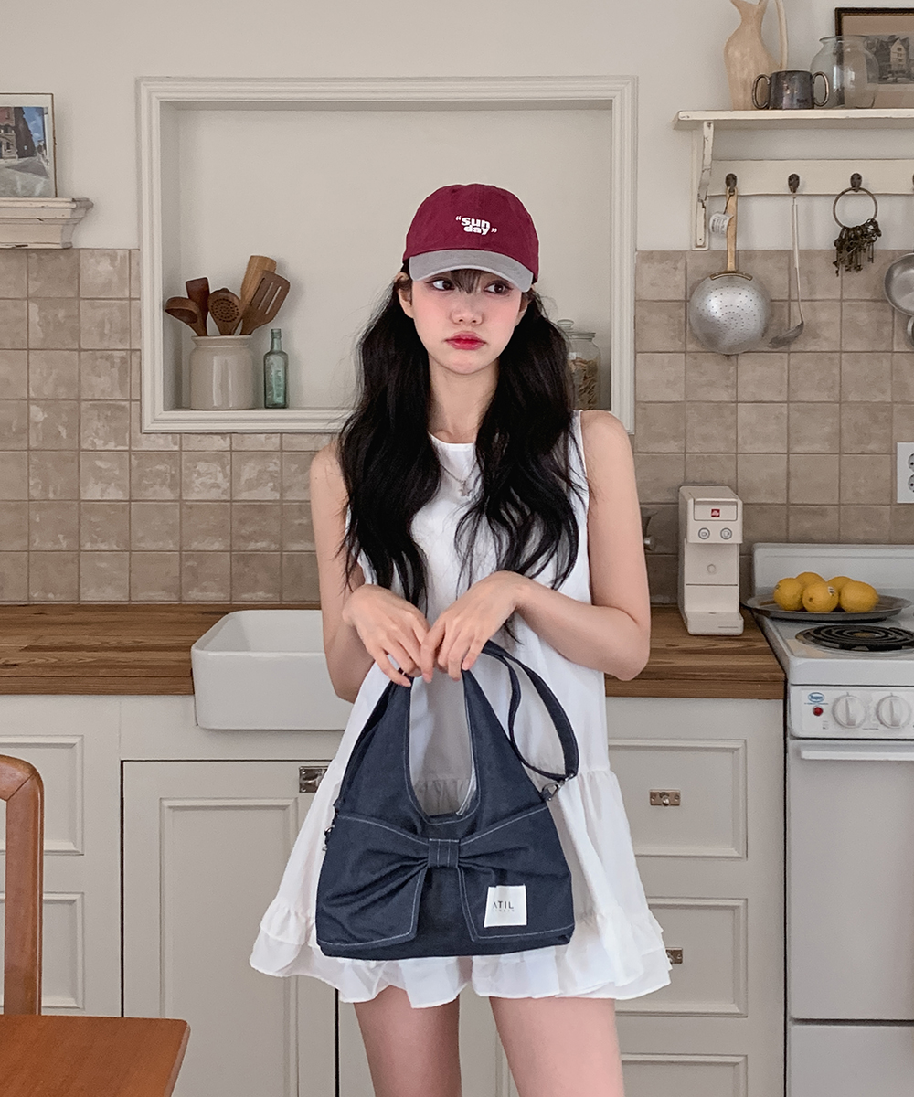 Denim Dewy Mini Ribbon Tote Shoulder & Crossbody Bag _ Musinsa Edition [синий]