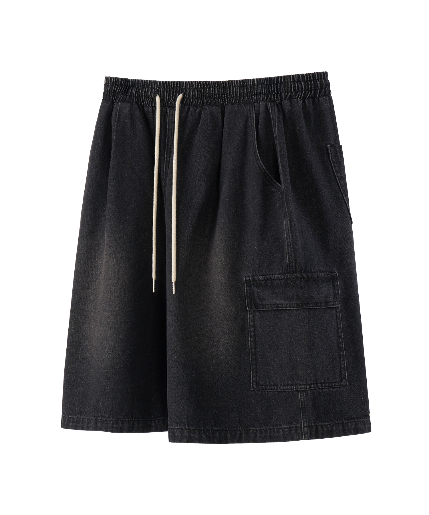 Bermuda One Tuck Cargo Denim Half Pants 3COLOR