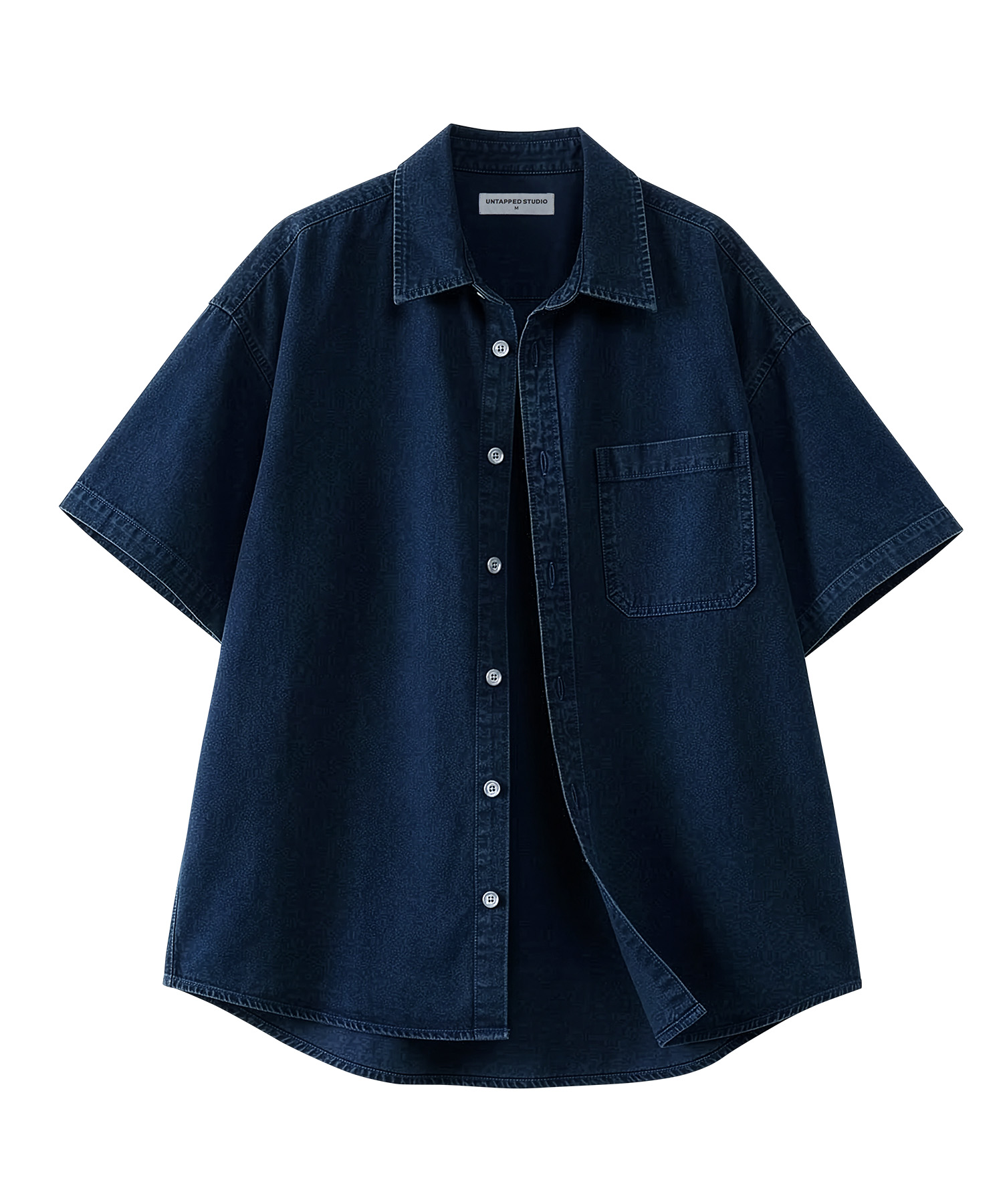 City Boy Oversized-fit Washing Denim Short-sleeved Shirt 3COLOR