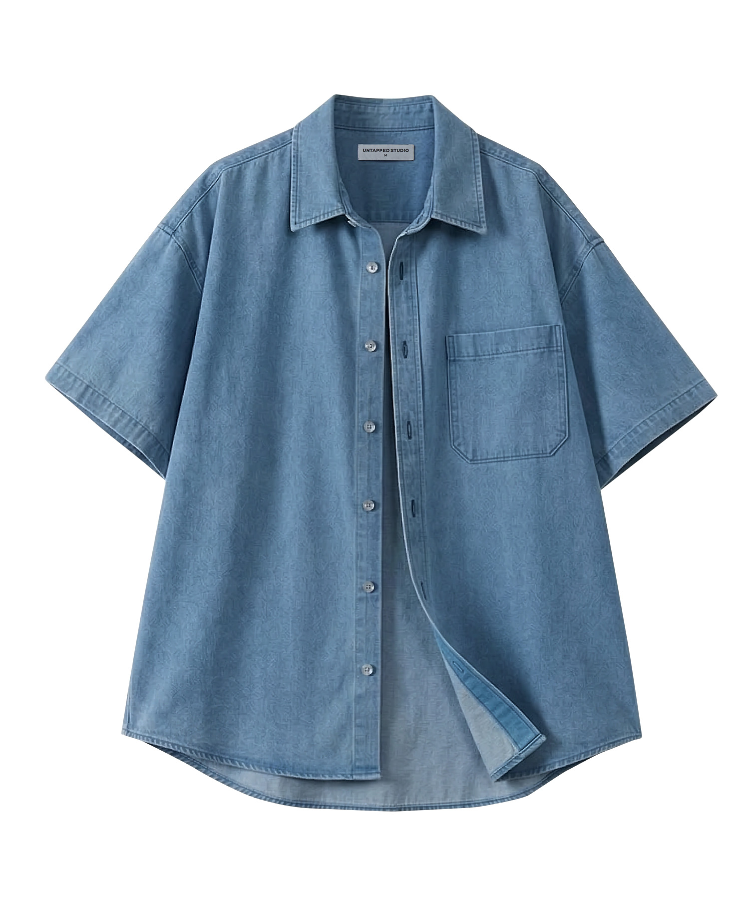 City Boy Oversized-fit Washing Denim Short-sleeved Shirt 3COLOR