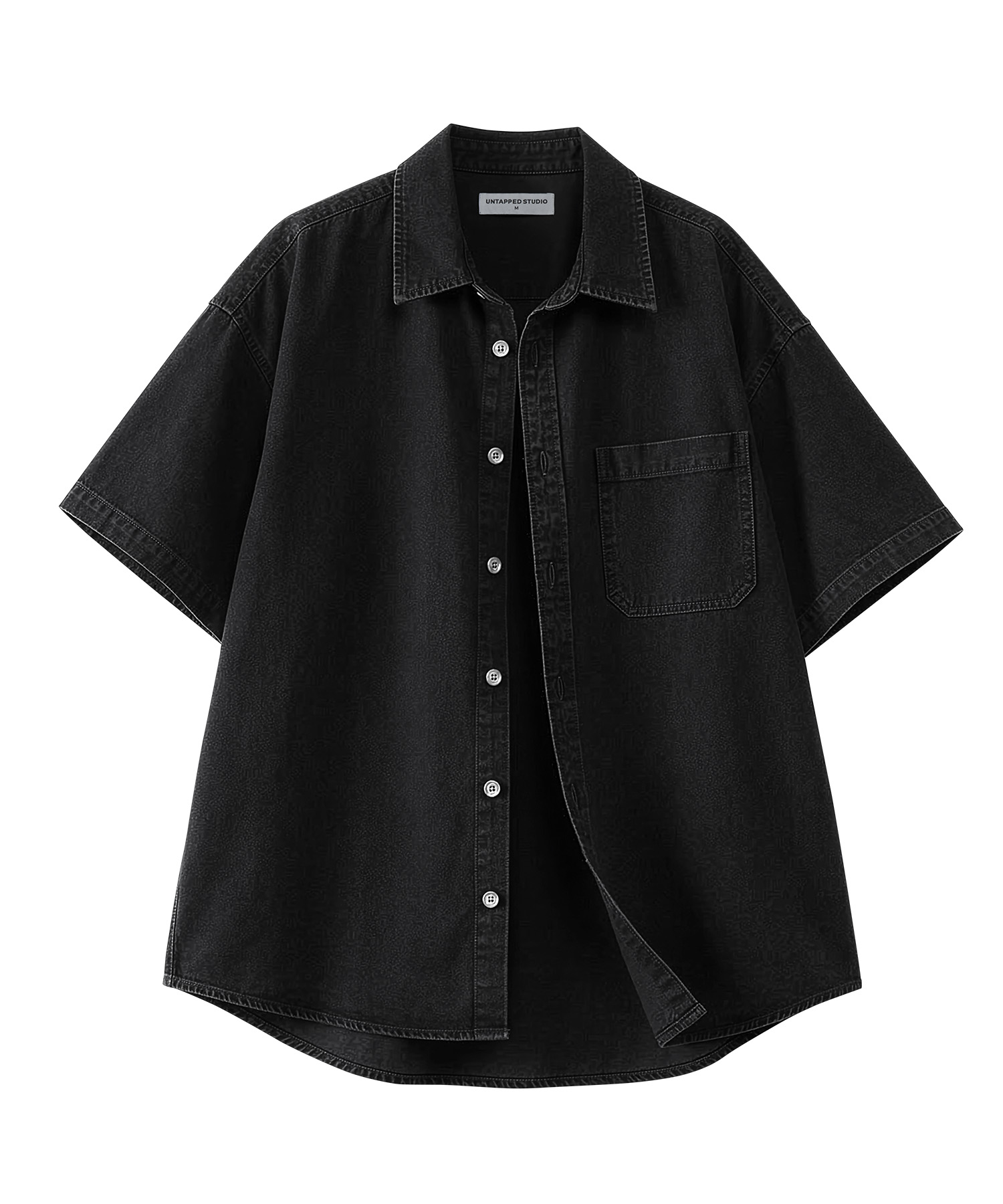 City Boy Oversized-fit Washing Denim Short-sleeved Shirt 3COLOR