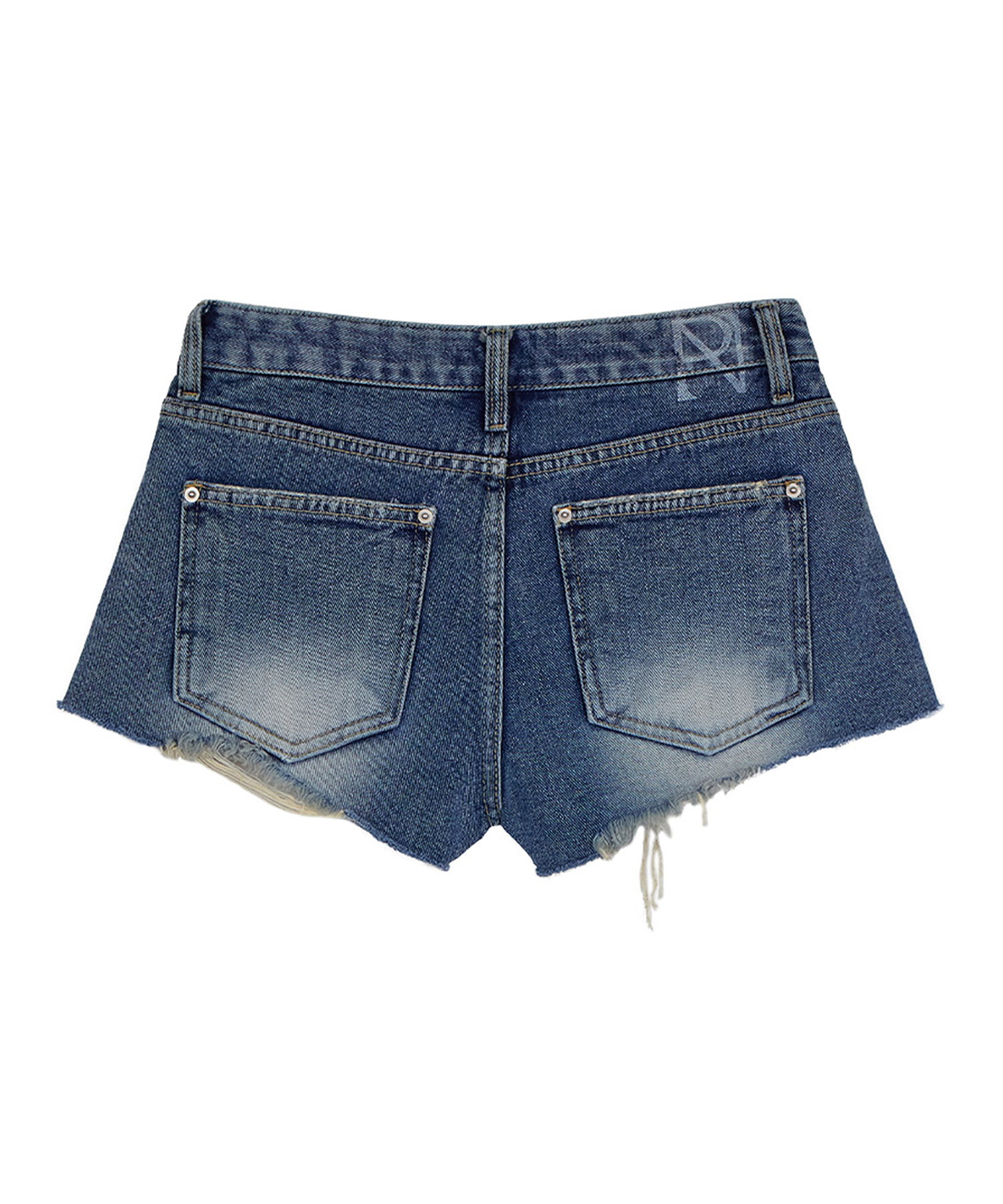 WASHED DENIM SHORTS-BLUE