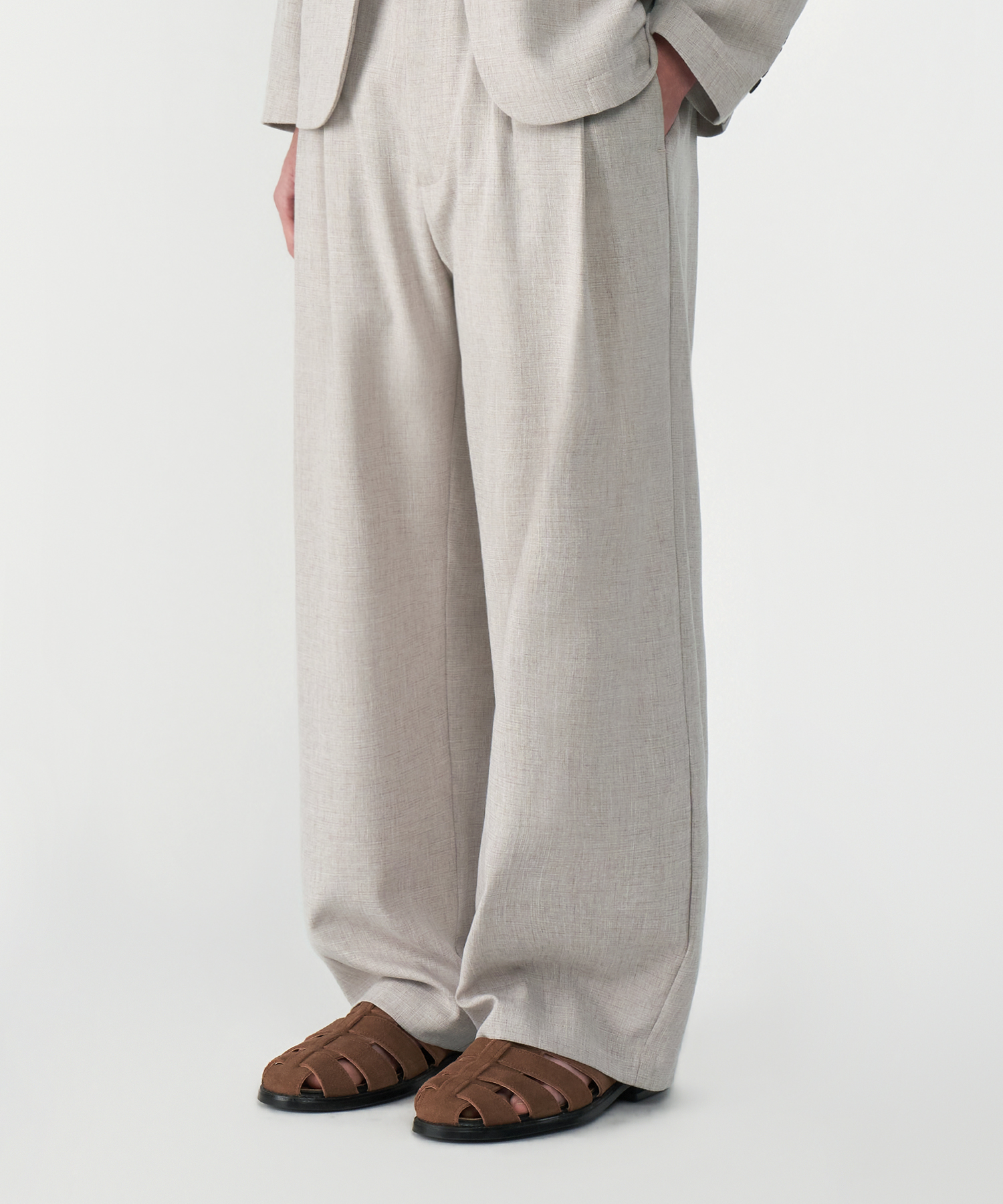 Like linen two-tuck wide slacks 2 COLOR