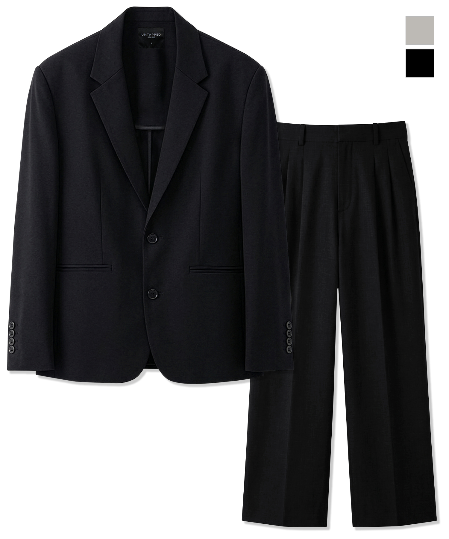 [SET UP] Like linen Oversized fit blazer jacket + two-tuck wide slacks 2 COLOR