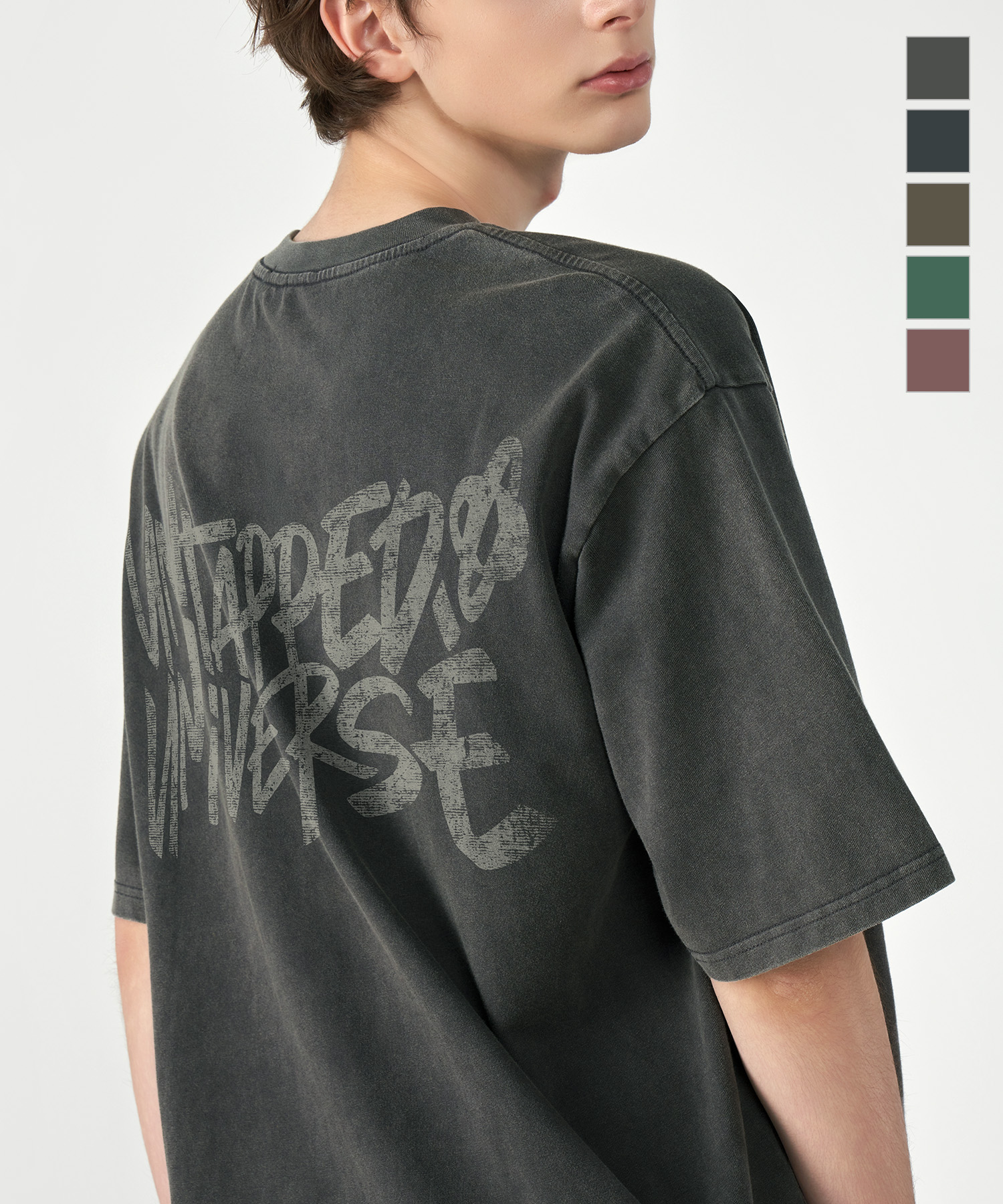 Universe Crack Lettering Pigment Oversized Fit Short-Sleeved T-Shirt 5COLOR