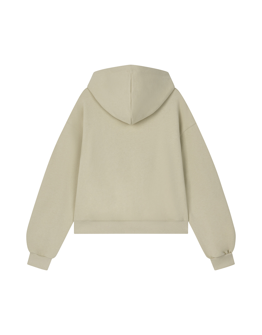 MARGARINE APPLIQUE TWO-WAY ZIP-UP HOODIE - 5 COLORS GREEN