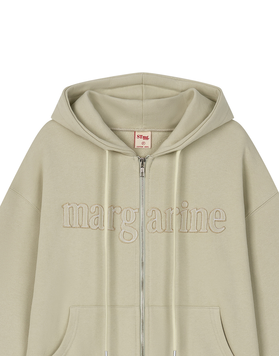 MARGARINE APPLIQUE TWO-WAY ZIP-UP HOODIE - 5 COLORS GREEN
