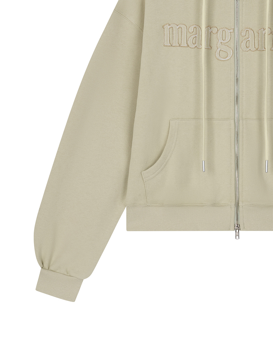 MARGARINE APPLIQUE TWO-WAY ZIP-UP HOODIE - 5 COLORS GREEN