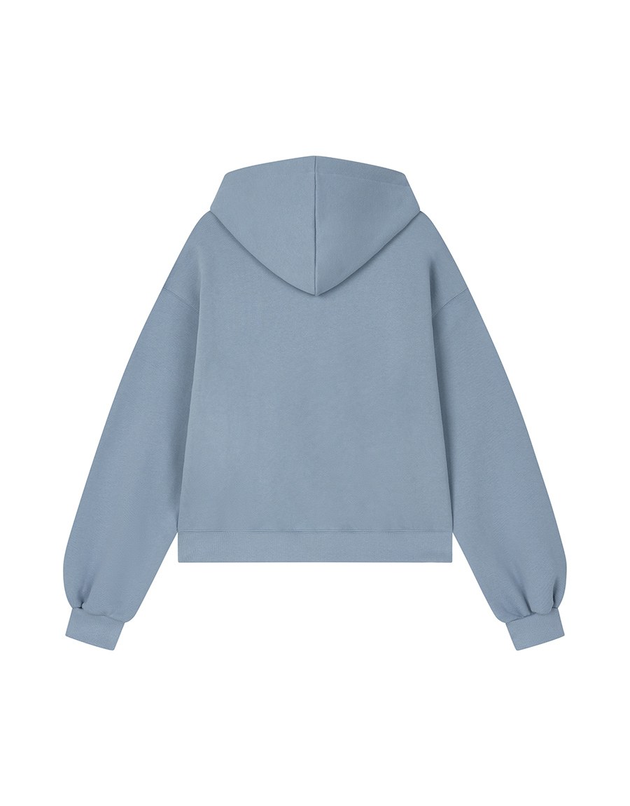 MARGARINE APPLIQUE TWO-WAY ZIP-UP HOODIE - 5 COLORS BLUE