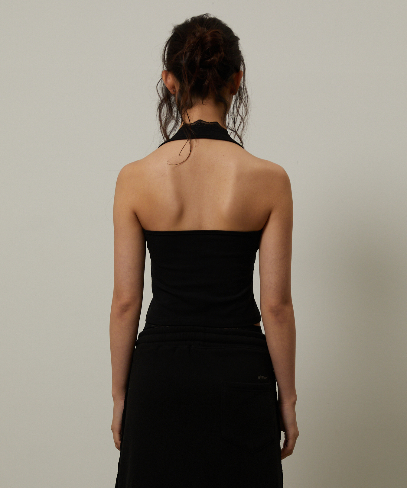 Lace Halter Sleeveless Black