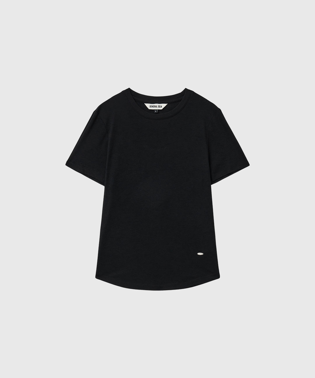 woman acetate round neck t-shirt [black]