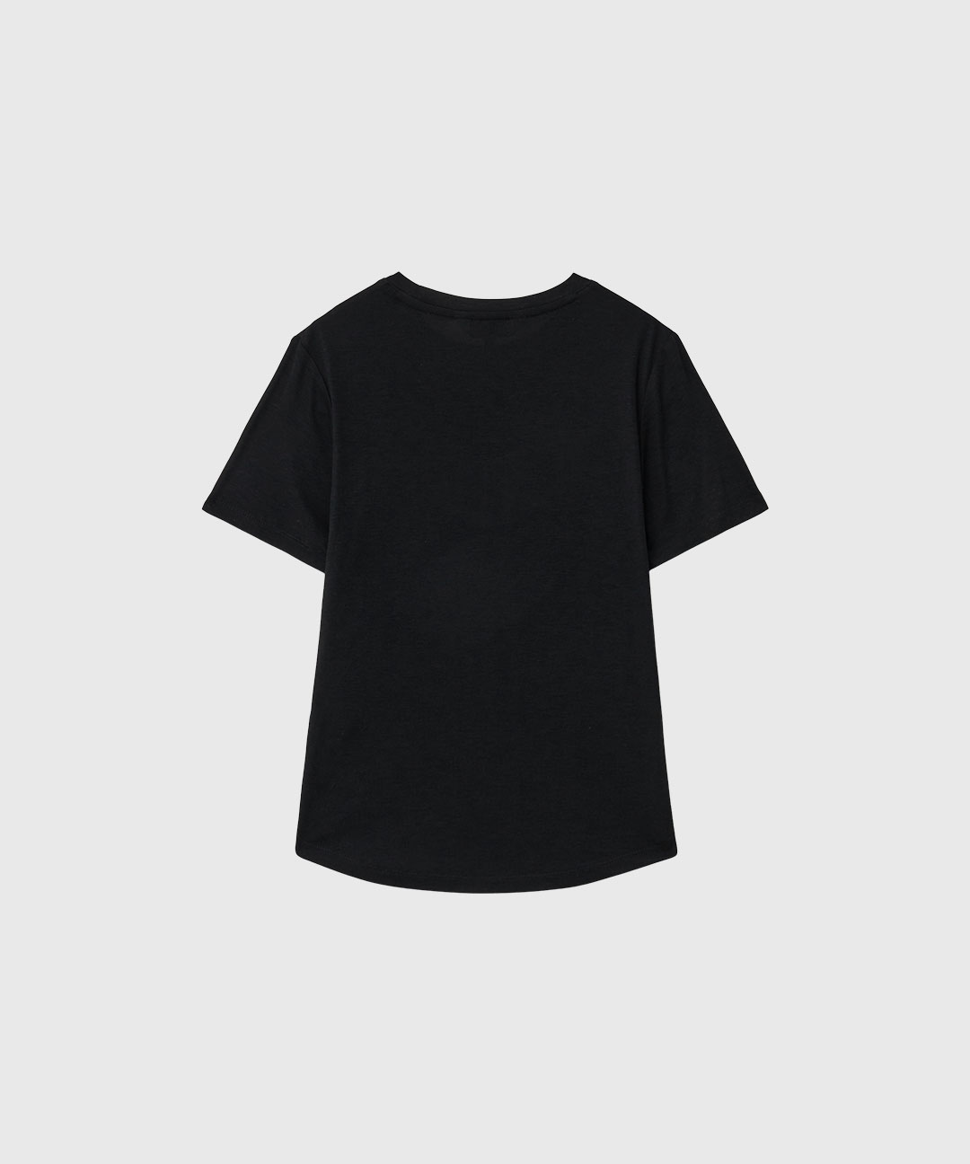 woman acetate round neck t-shirt [black]
