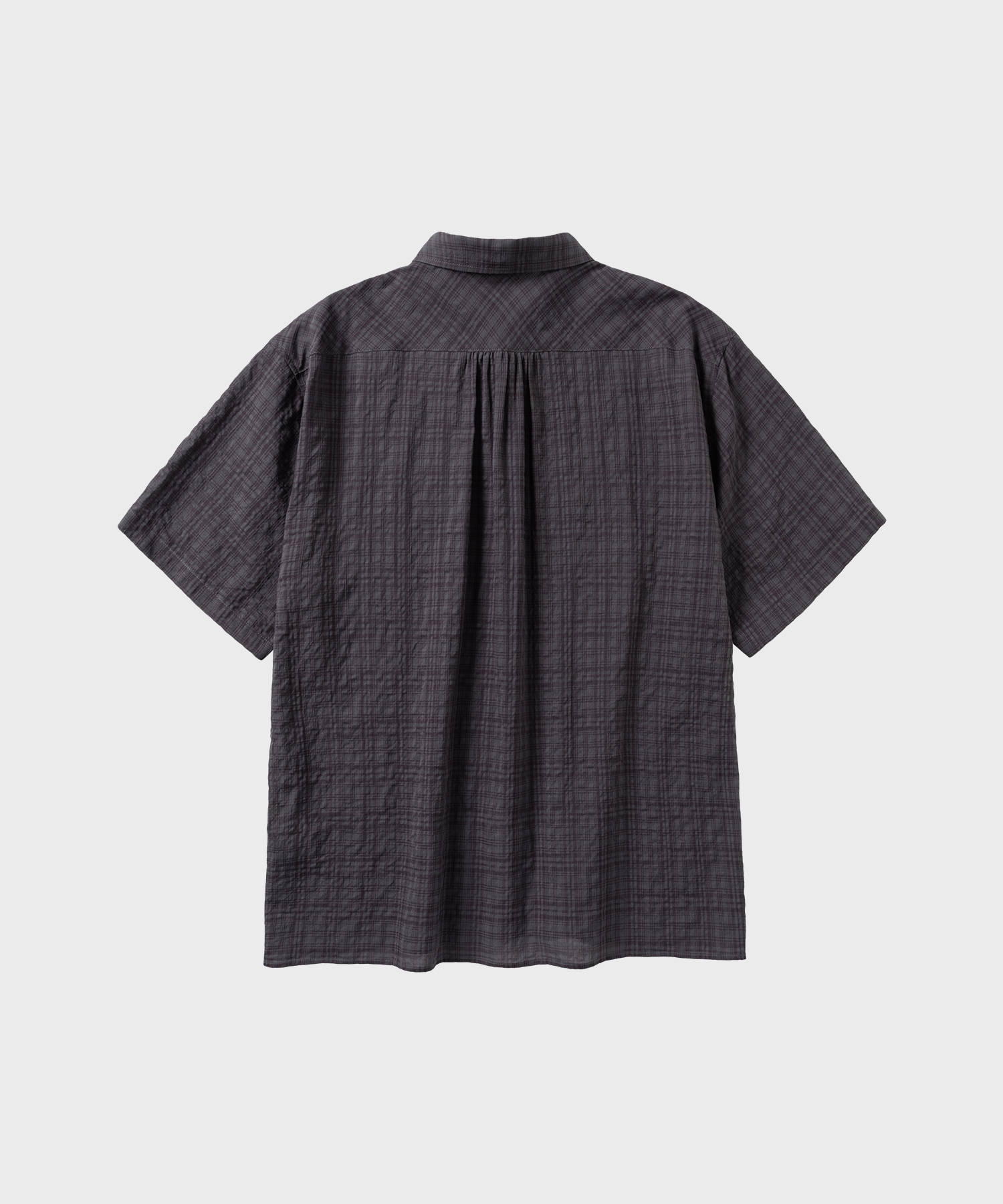 SHEER CHECK CROP HS SHIRT_WINE GREY