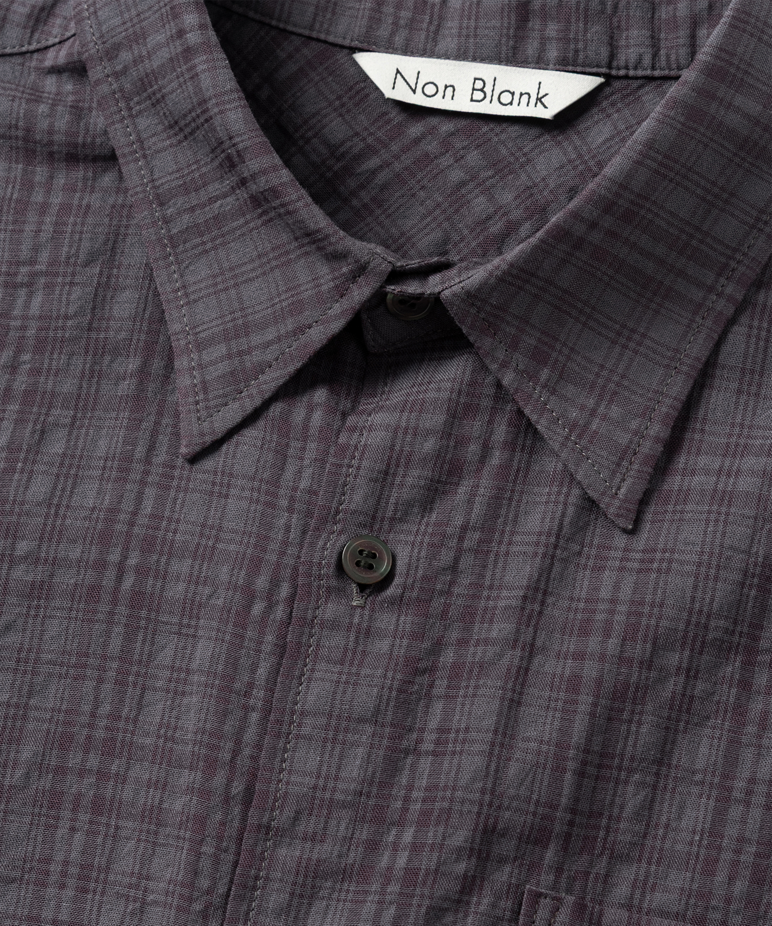 SHEER CHECK CROP HS SHIRT_WINE GREY