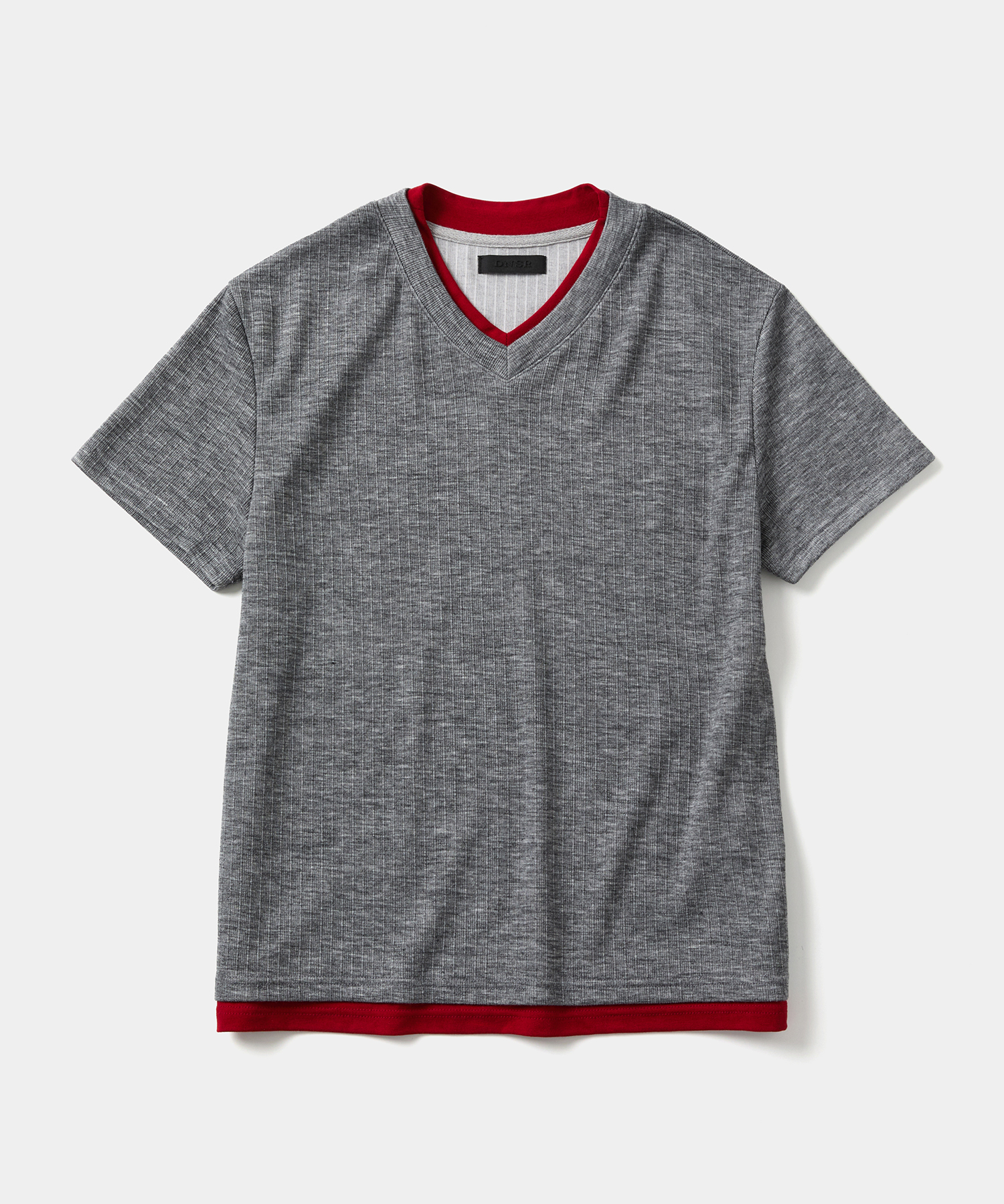 многослойный V-образный половинка футболка Gray/Red