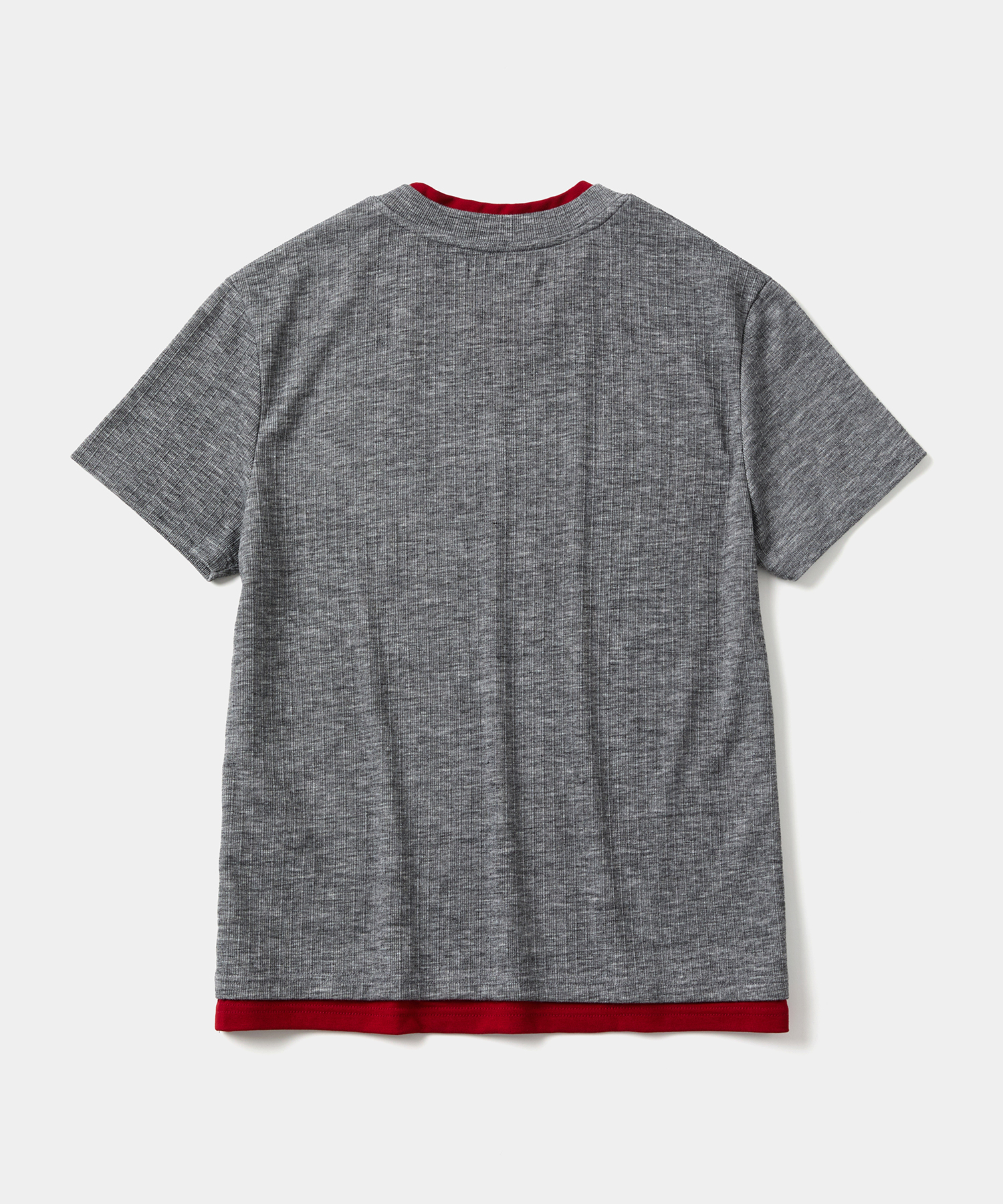 многослойный V-образный половинка футболка Gray/Red