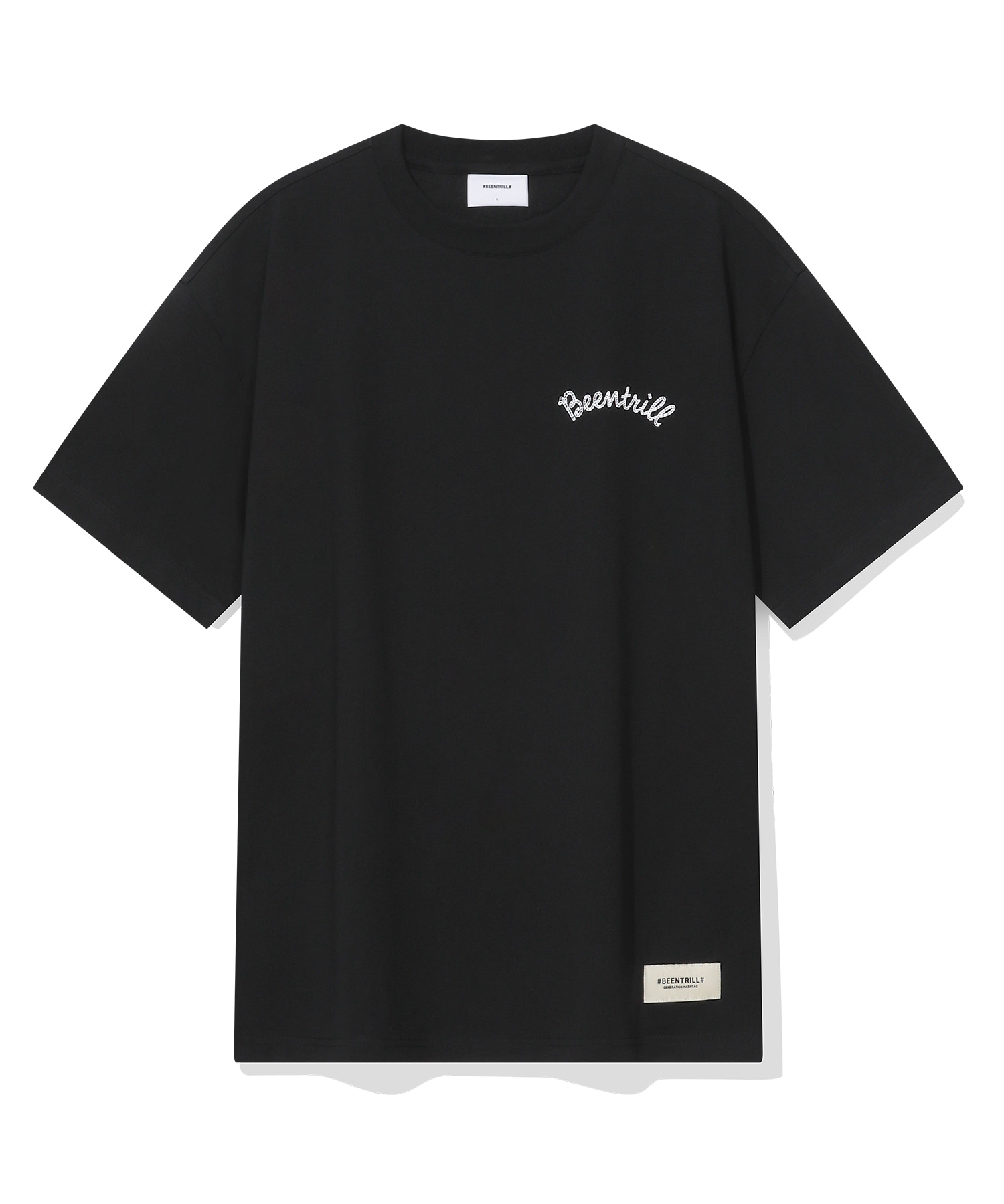 Оверсайз футболка с курсивным лого и графикой на спине (Black)