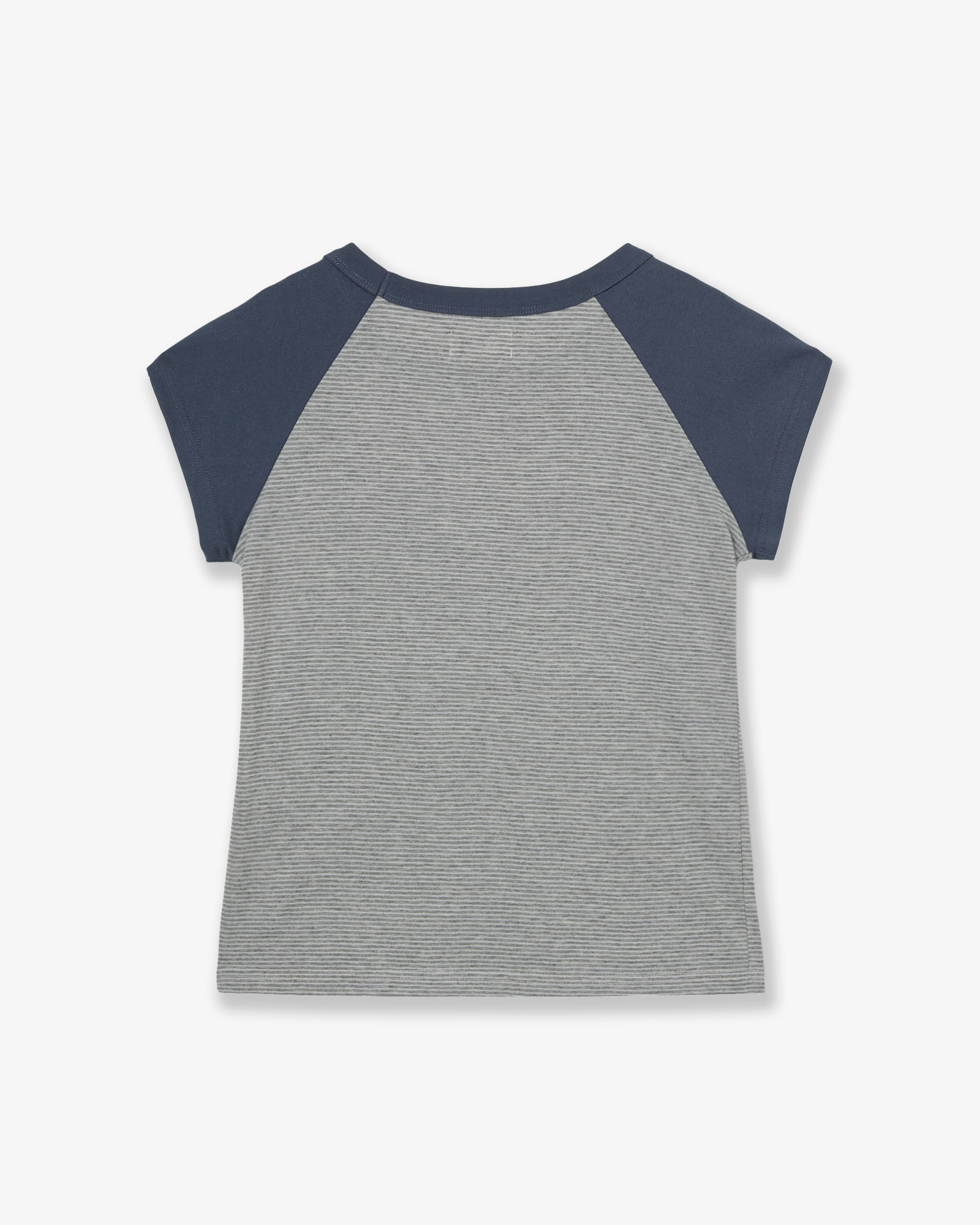 STRIPE BUTTON RAGLAN TEE [GREY]