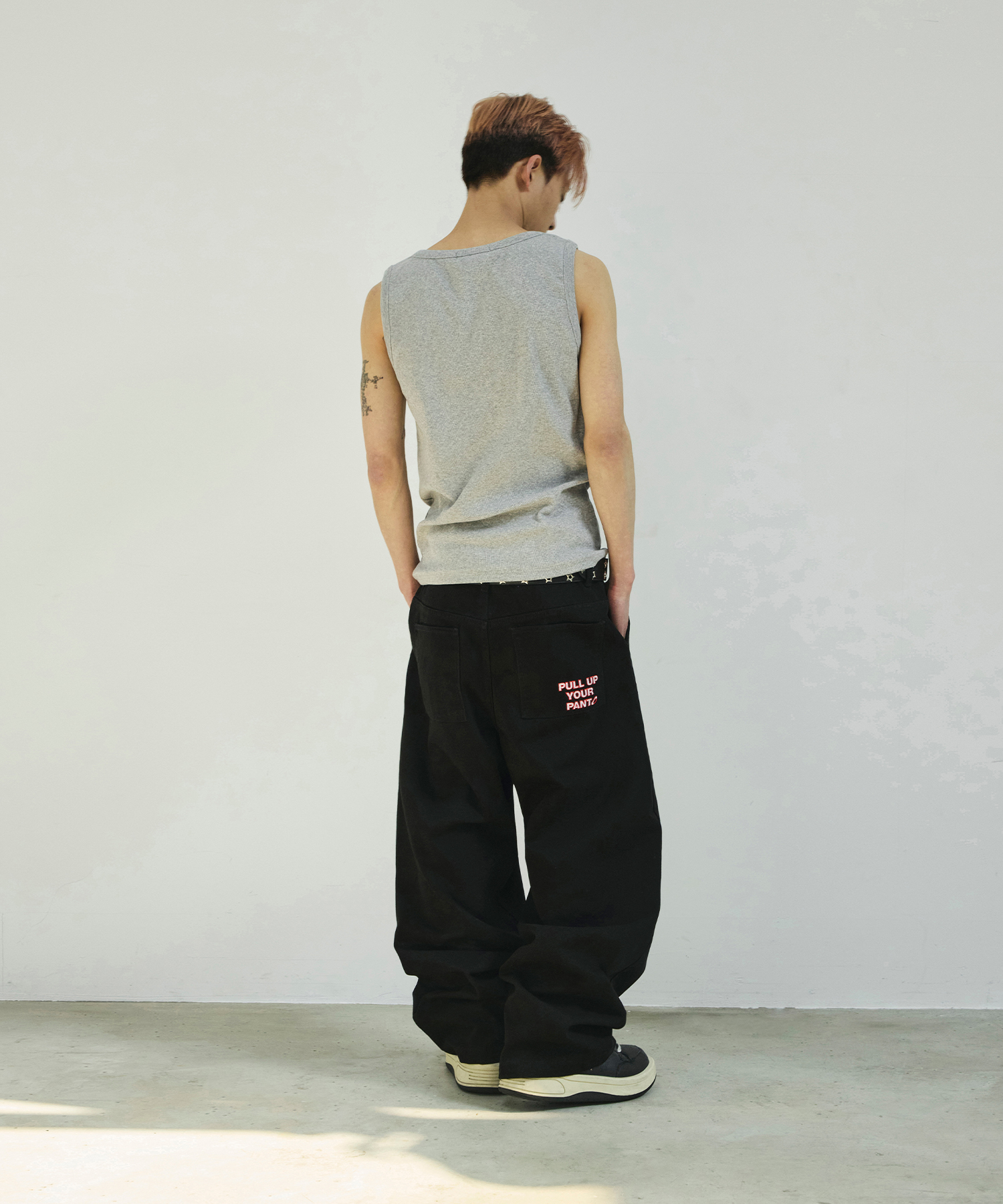 [Ryu Jeonran x Skelliwag] PULL UP Straight Cotton брюки [Black]