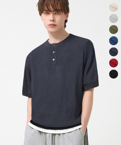 Bookle Collar Half Sleeve Cardigan Knit_PURE BLACK thumbnail 5