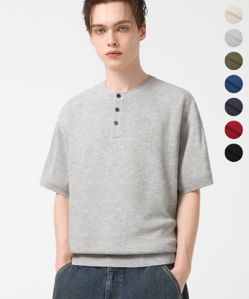 Bookle Collar Half Sleeve Cardigan Knit_PURE BLACK thumbnail 2