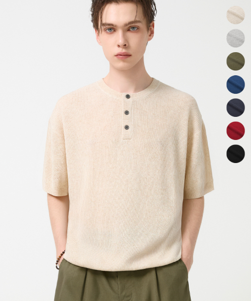Bookle Collar Half Sleeve Cardigan Knit_PURE BLACK thumbnail 13