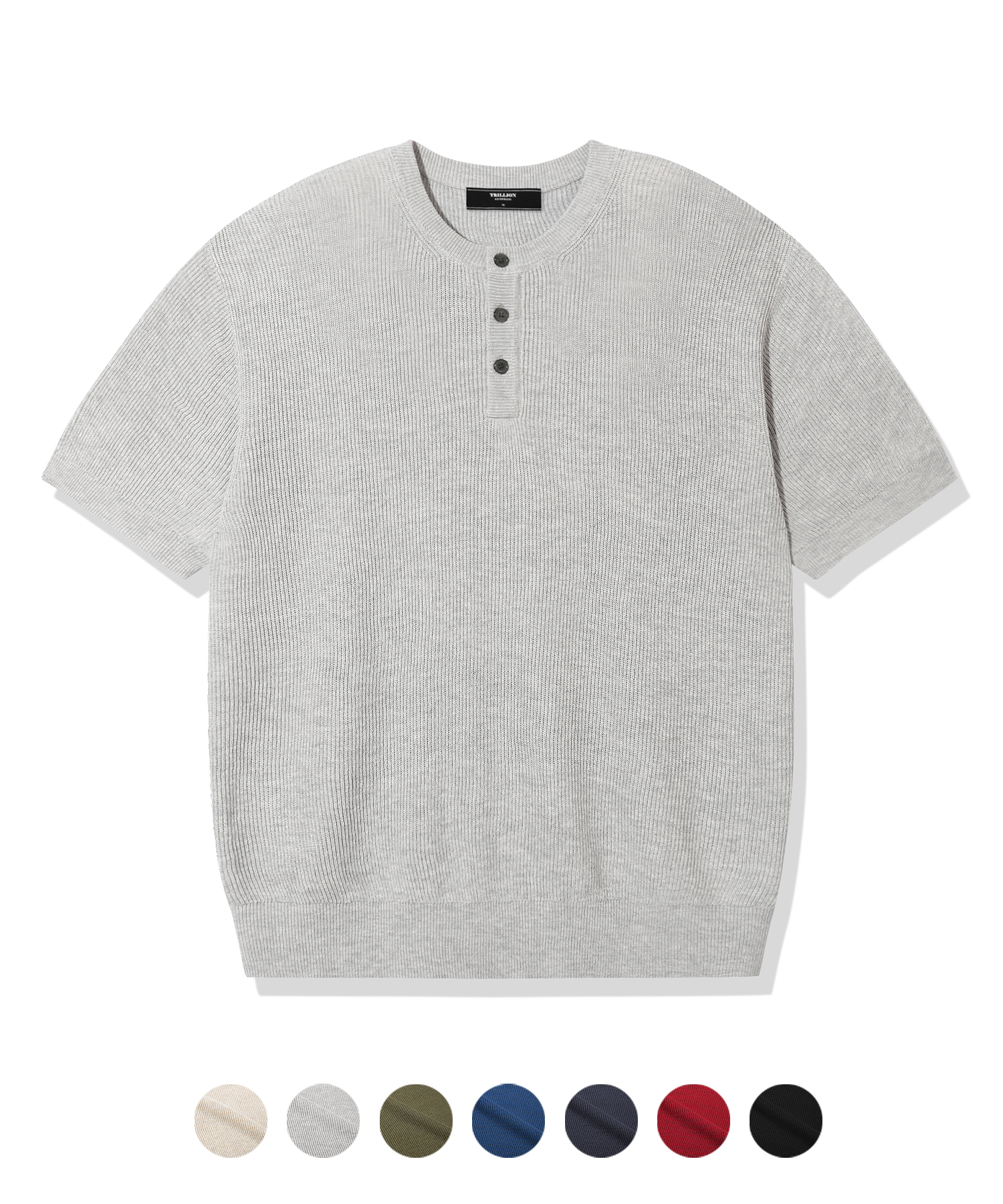 WASHABLE LINEN CROP HENRY NECK HALF KNIT_7color
