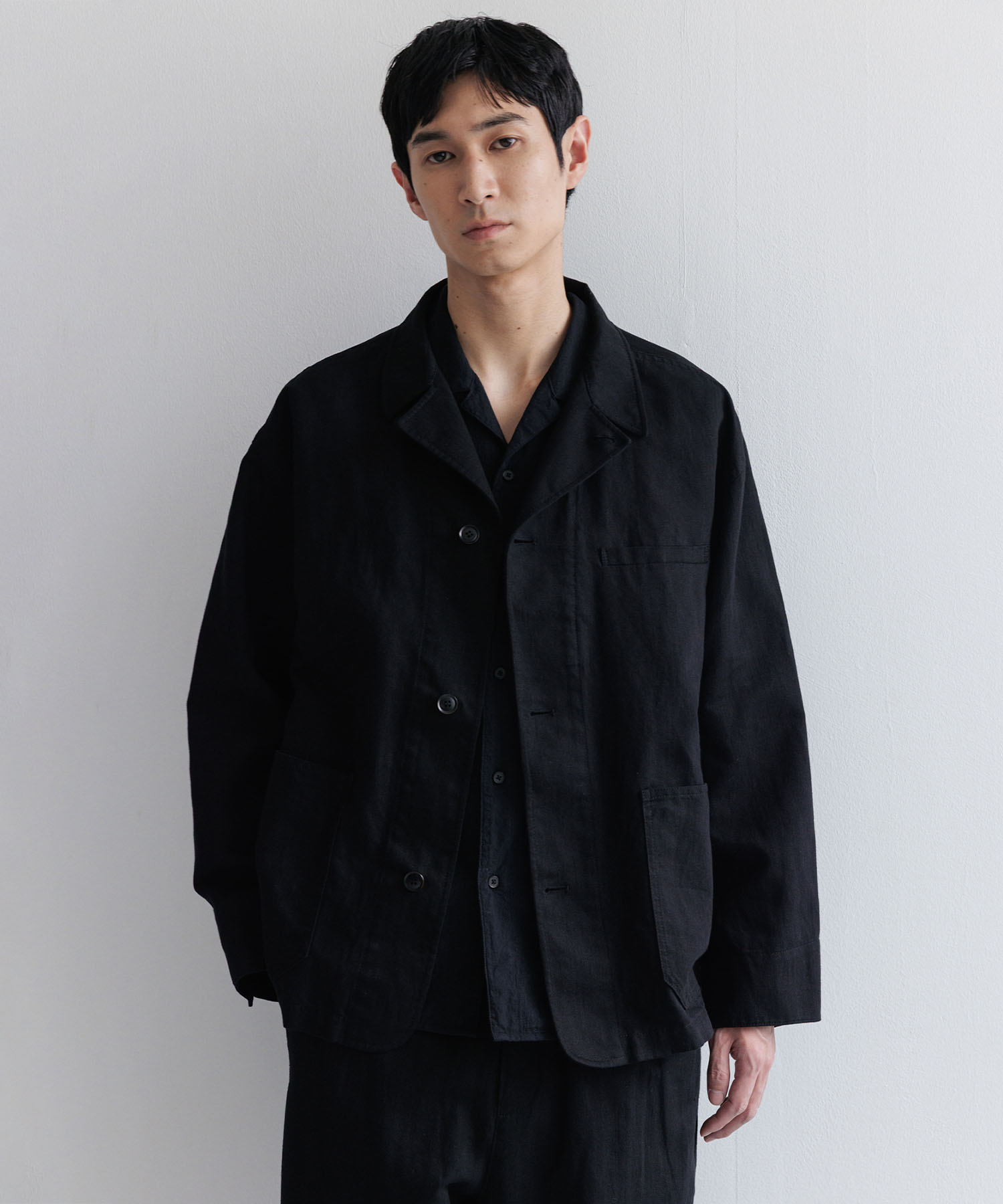 RUSTIC LINEN JACKET_BLACK