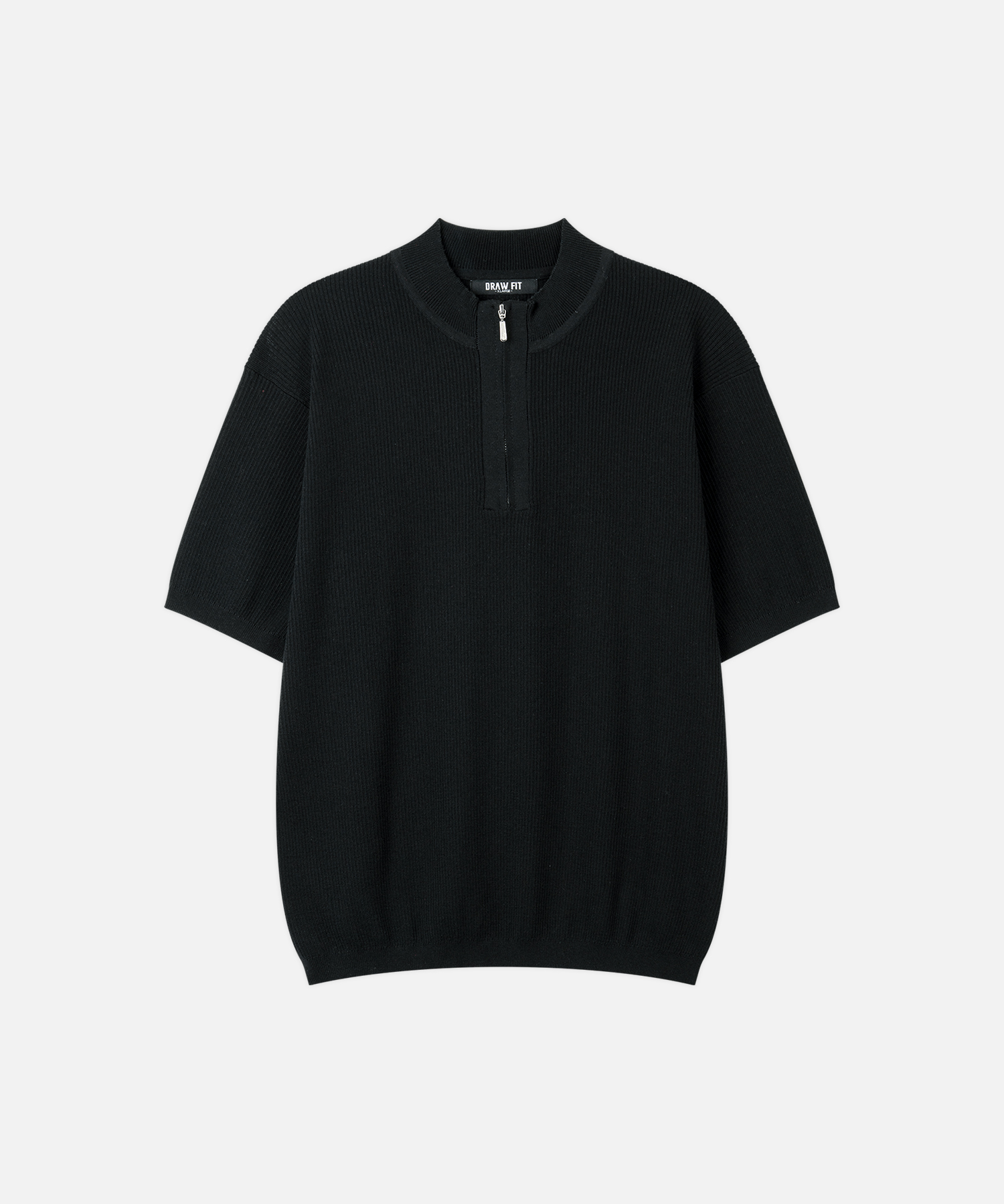 URBANE RIBBED HALF ZIPUP KNIT [BLACK]