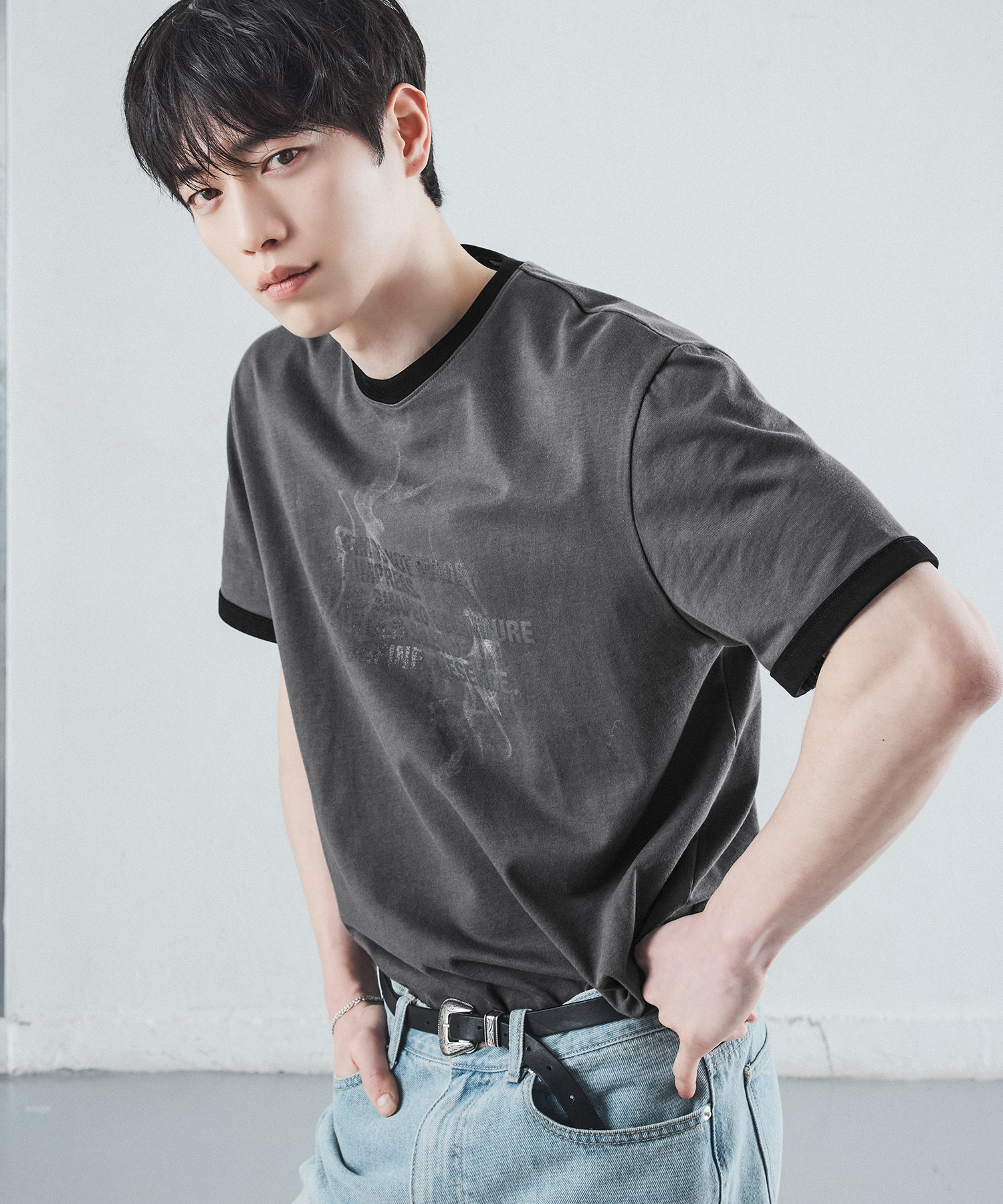 SMOKE RINGER HALF T-SHIRT [CHARCOAL]