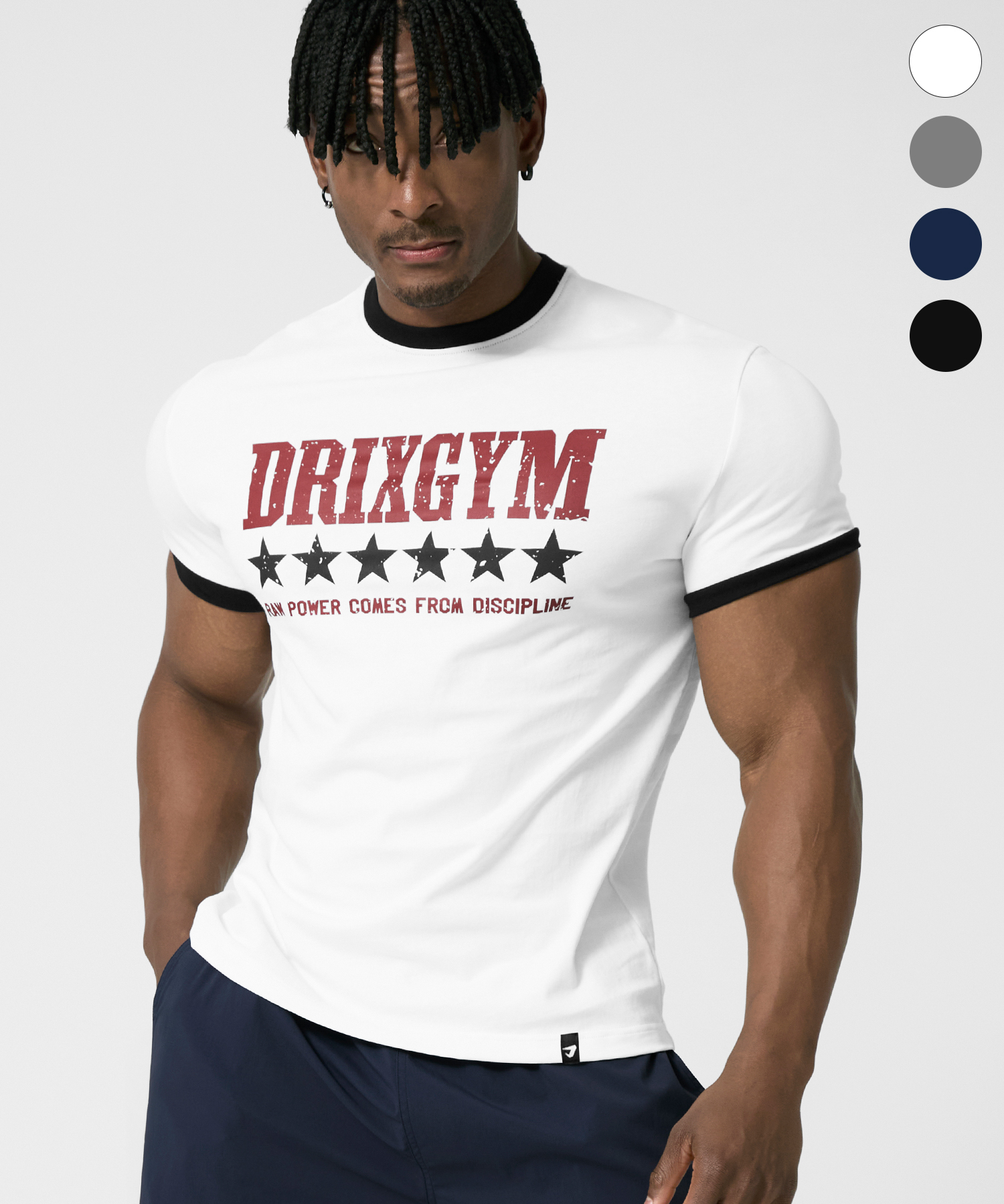 MUSCLE FIT GRAPHIC RINGER HALF SLEEVE_4color