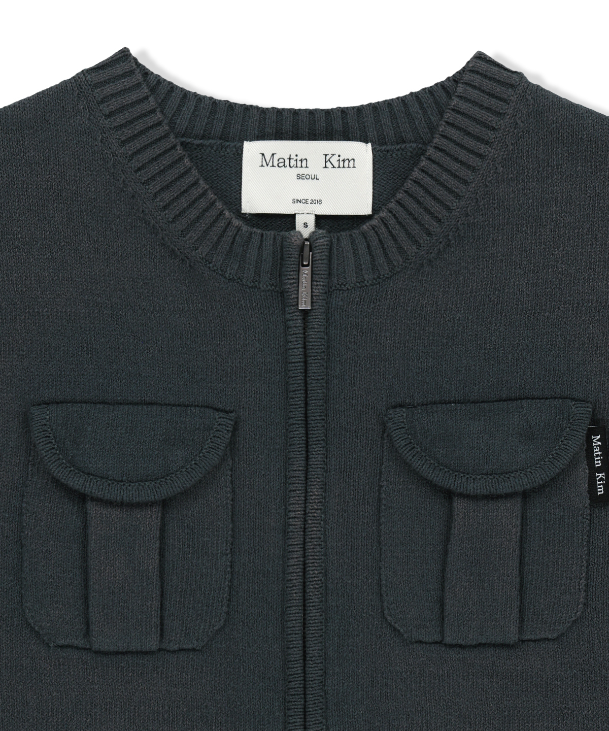 карман WASHED KNIT жилет IN CHARCOAL