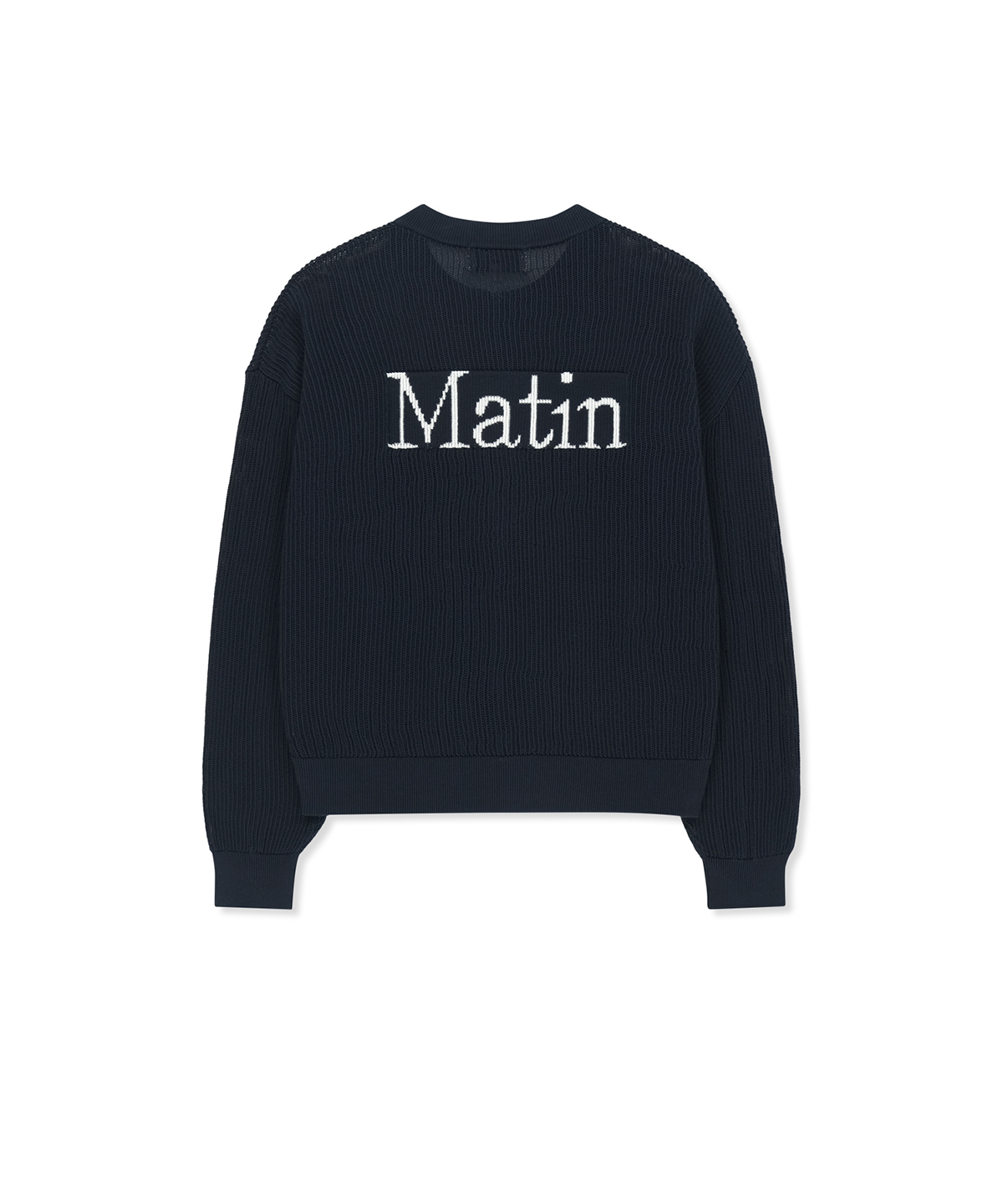 BACK LOGO JACQUARD MESH KNIT ZIP UP IN NAVY
