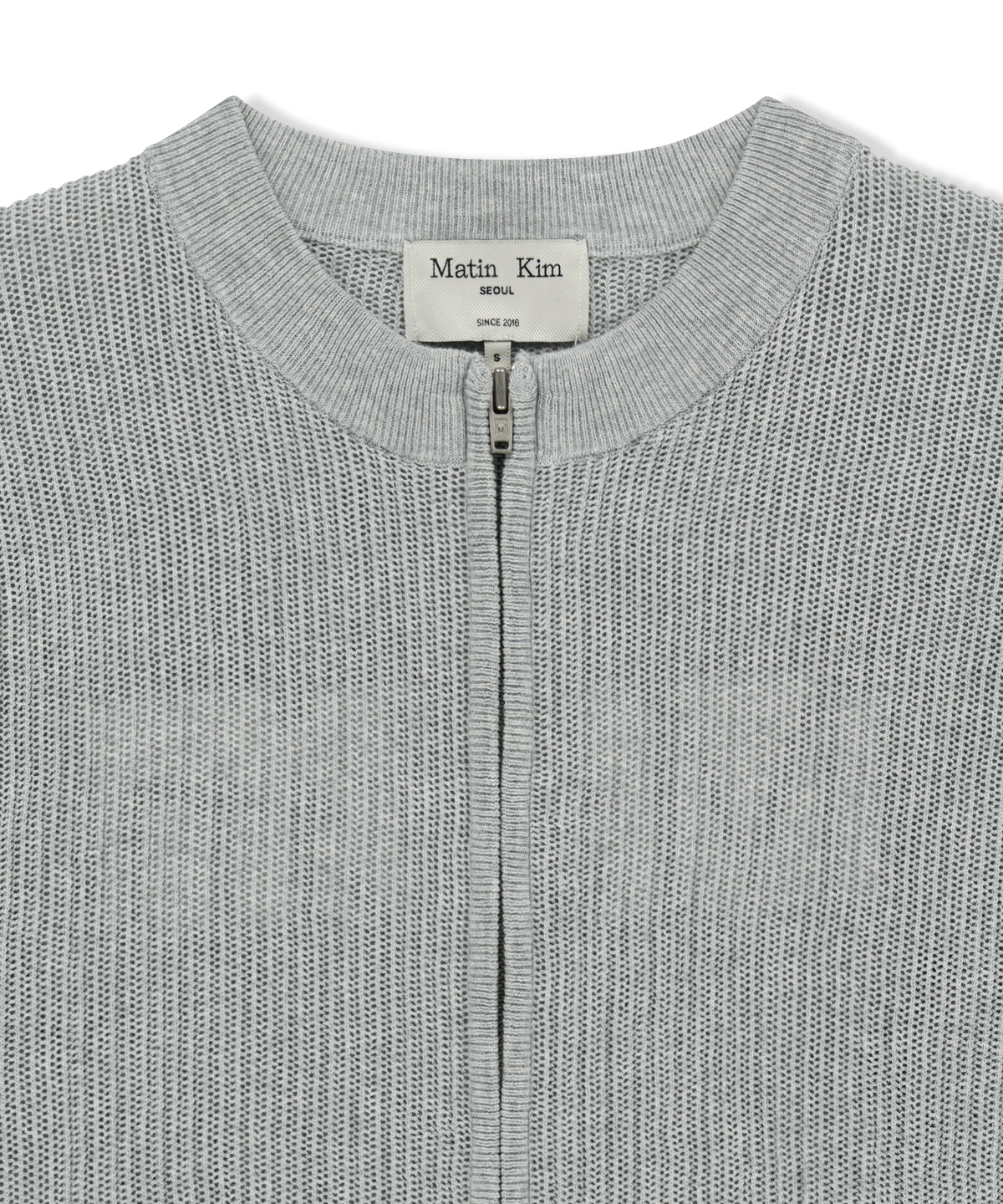BACK LOGO JACQUARD MESH KNIT ZIP UP IN лёгкий GREY