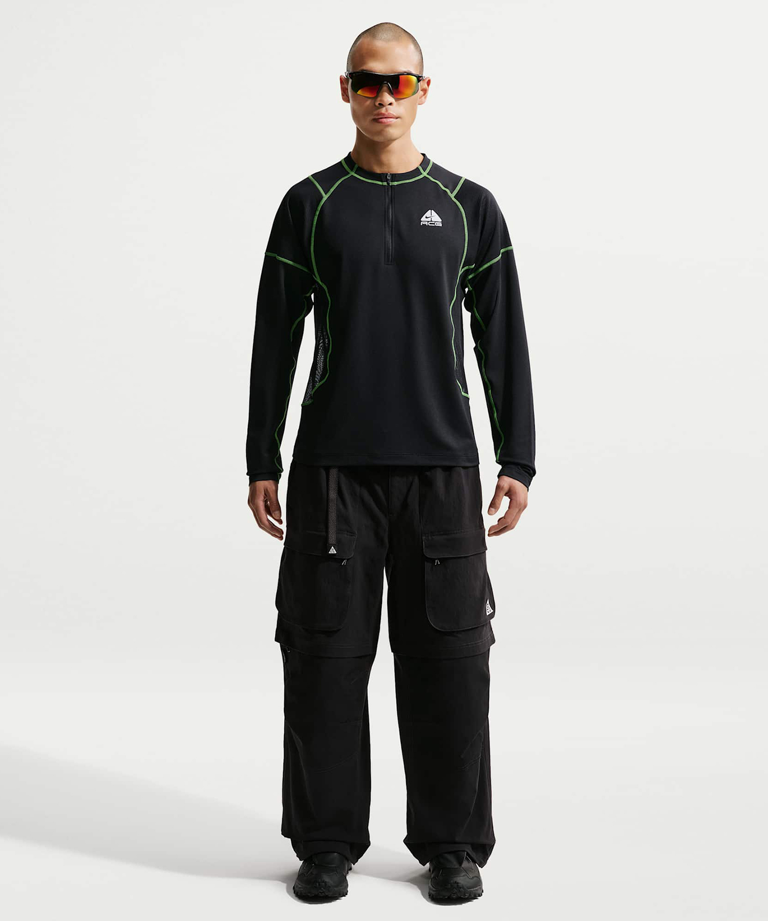 U ACG DF VAULT LS топ - чёрный/MEAN GREEN/(SUMMIT белый)