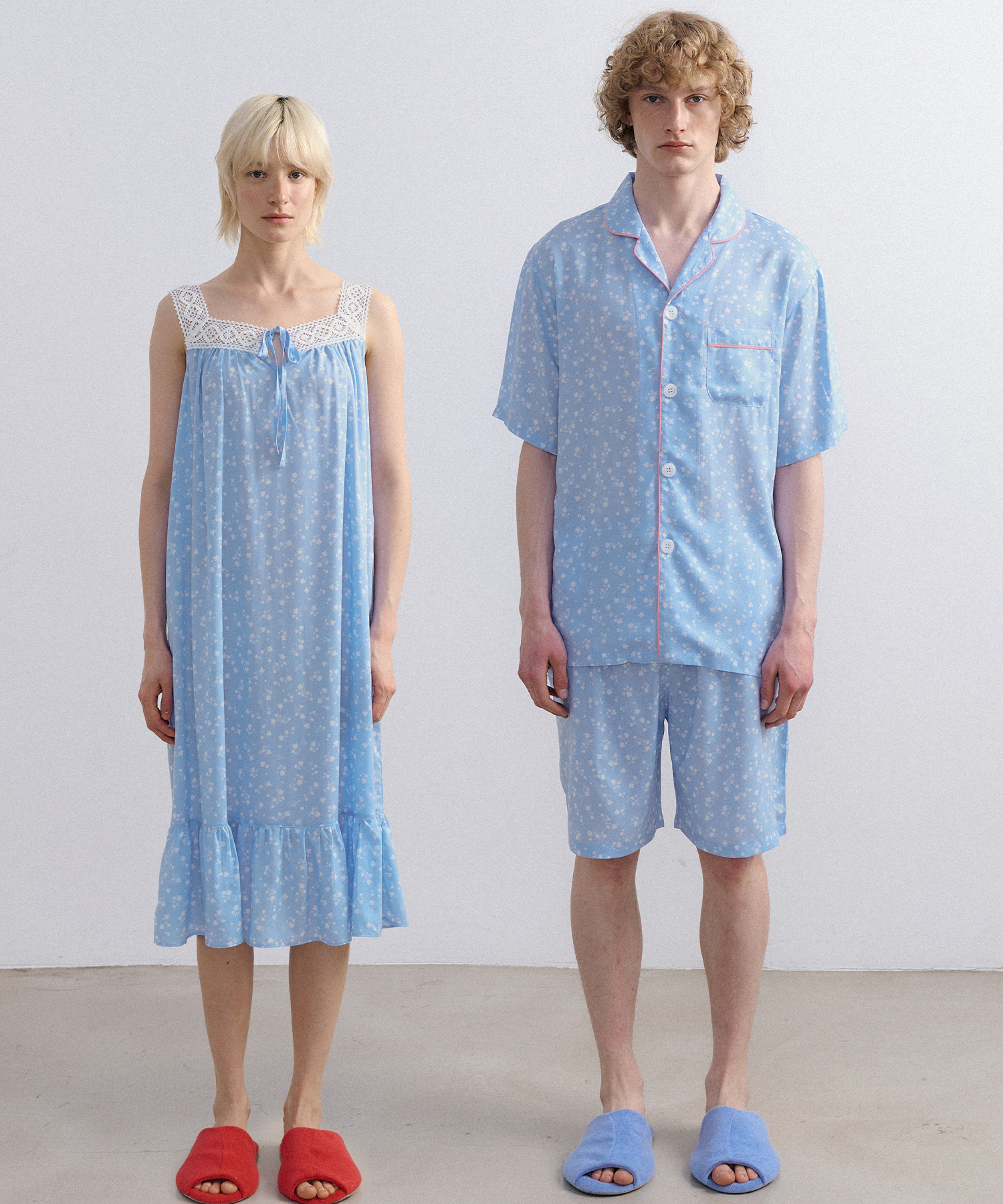 [MODAL100] (couple) Cloud Short Pajama Set + Lace One-piece