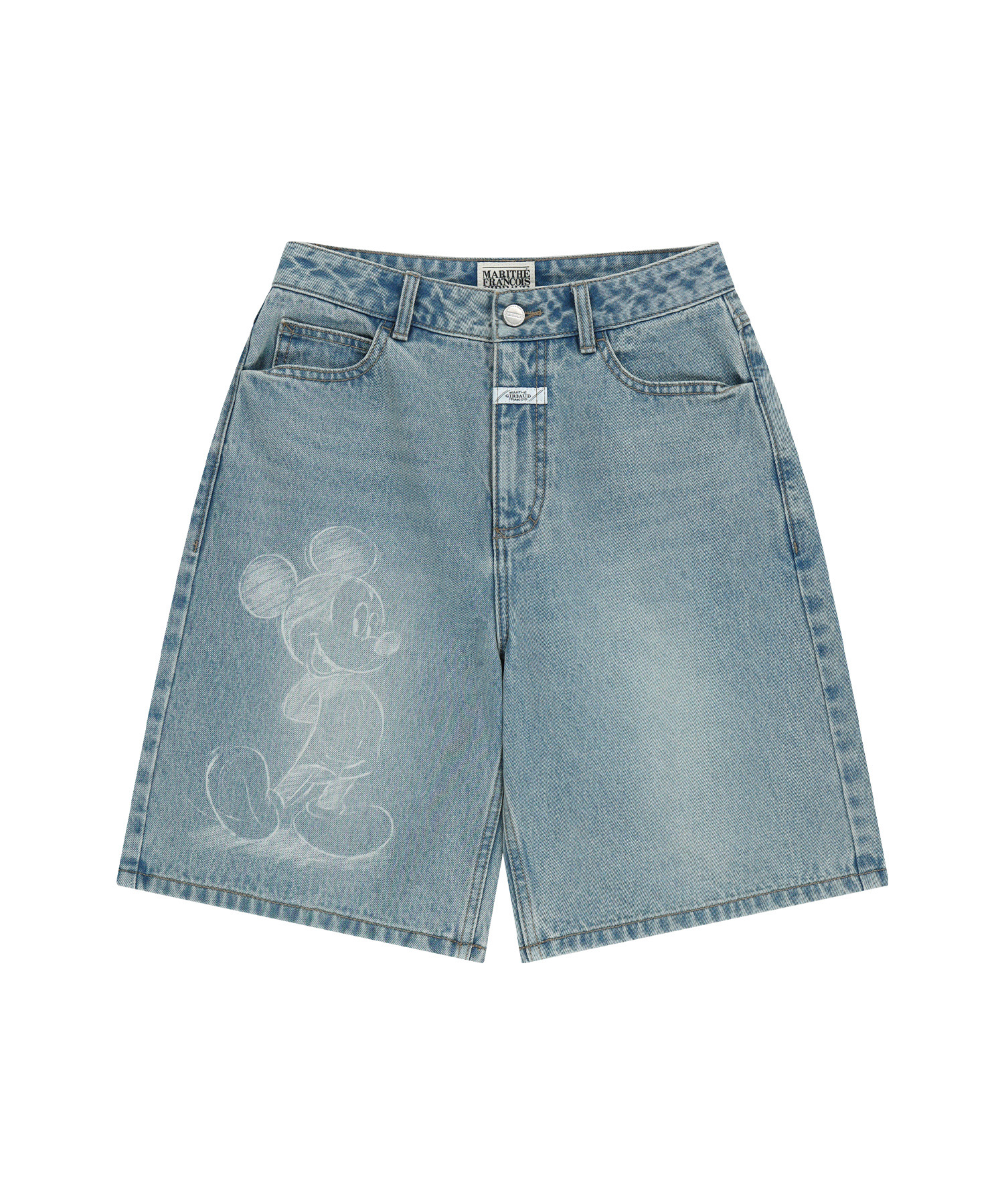[MARITHE_DISNEY] MICKEY_W бермуды деним брюки лёгкий синий