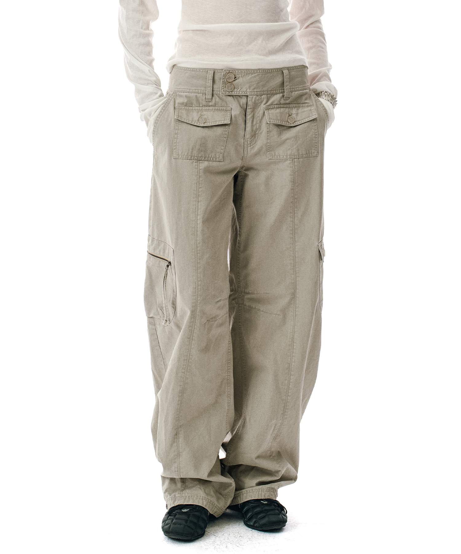Washed Low-Rise Cargo Pant [TAUPE]_SEWPT014TAUPE