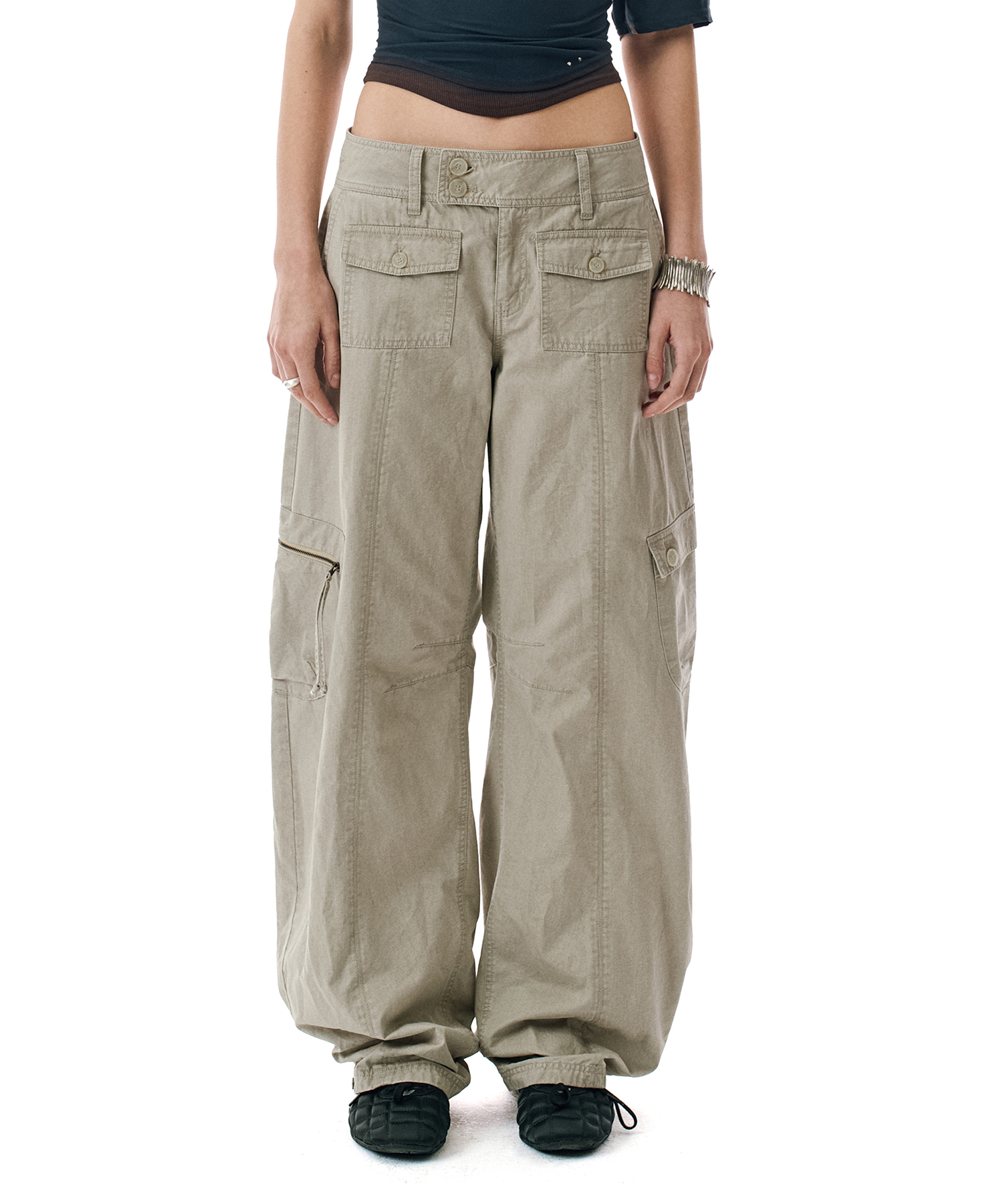 Washed Low-Rise Cargo Pant [TAUPE]_SEWPT014TAUPE
