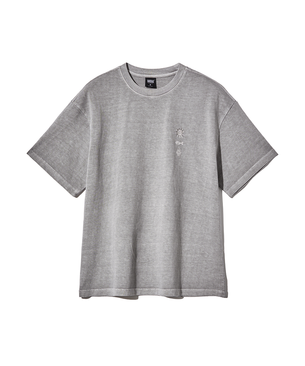 Укороченная оверсайз футболка с вышивкой Stone Gray