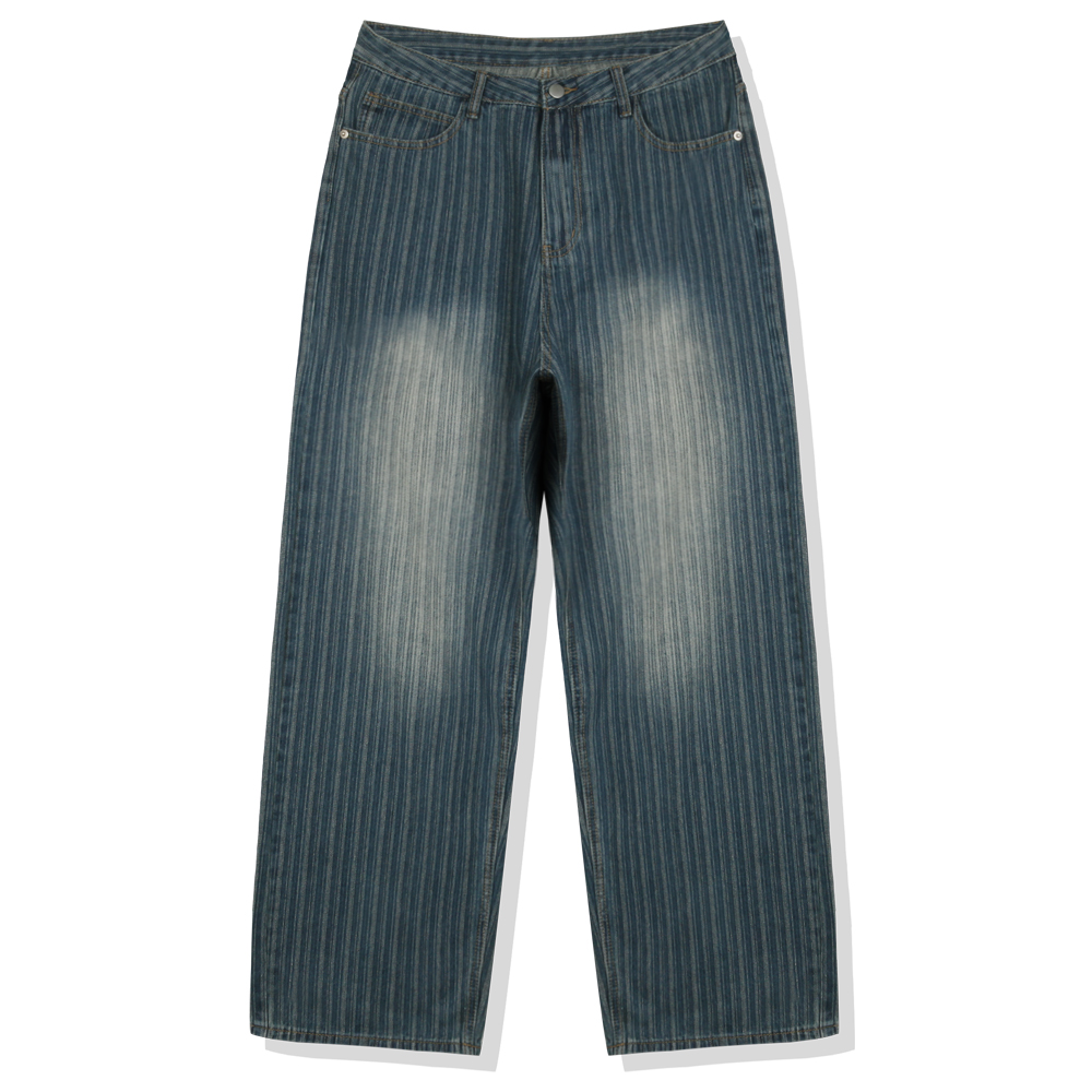Nina wide полоскаd washed деним брюки 2 Цвет [ULZD_0055]