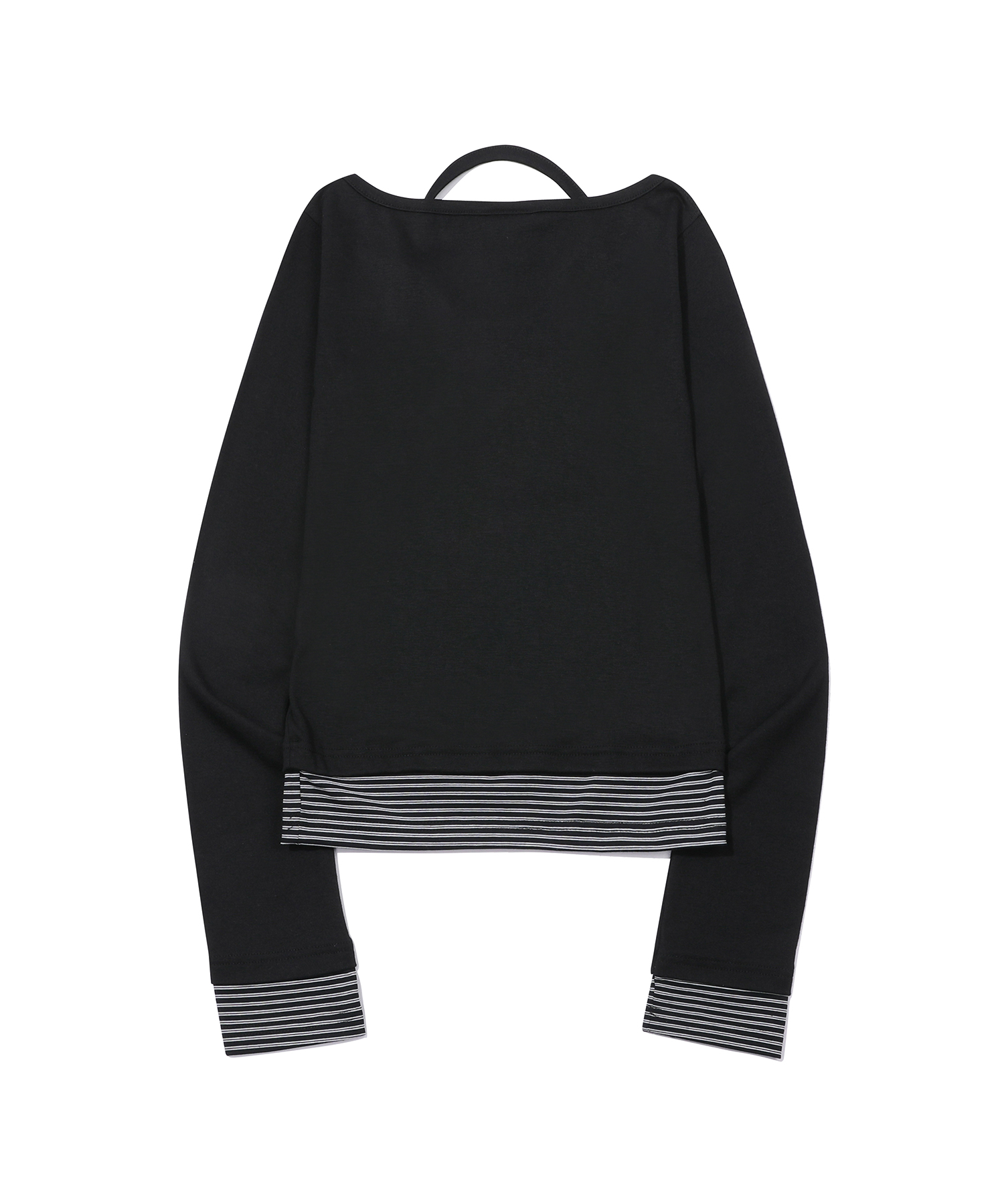 Cross Henley Crop Long Рукав Чёрный