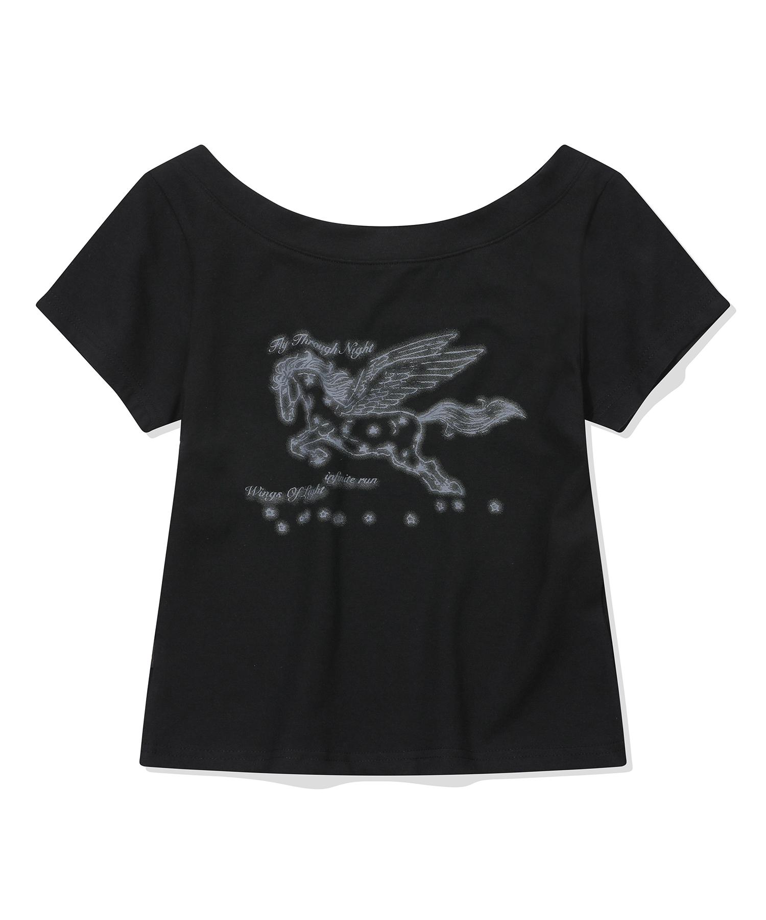 Pegasus One-Shoulder Футболка Чёрный