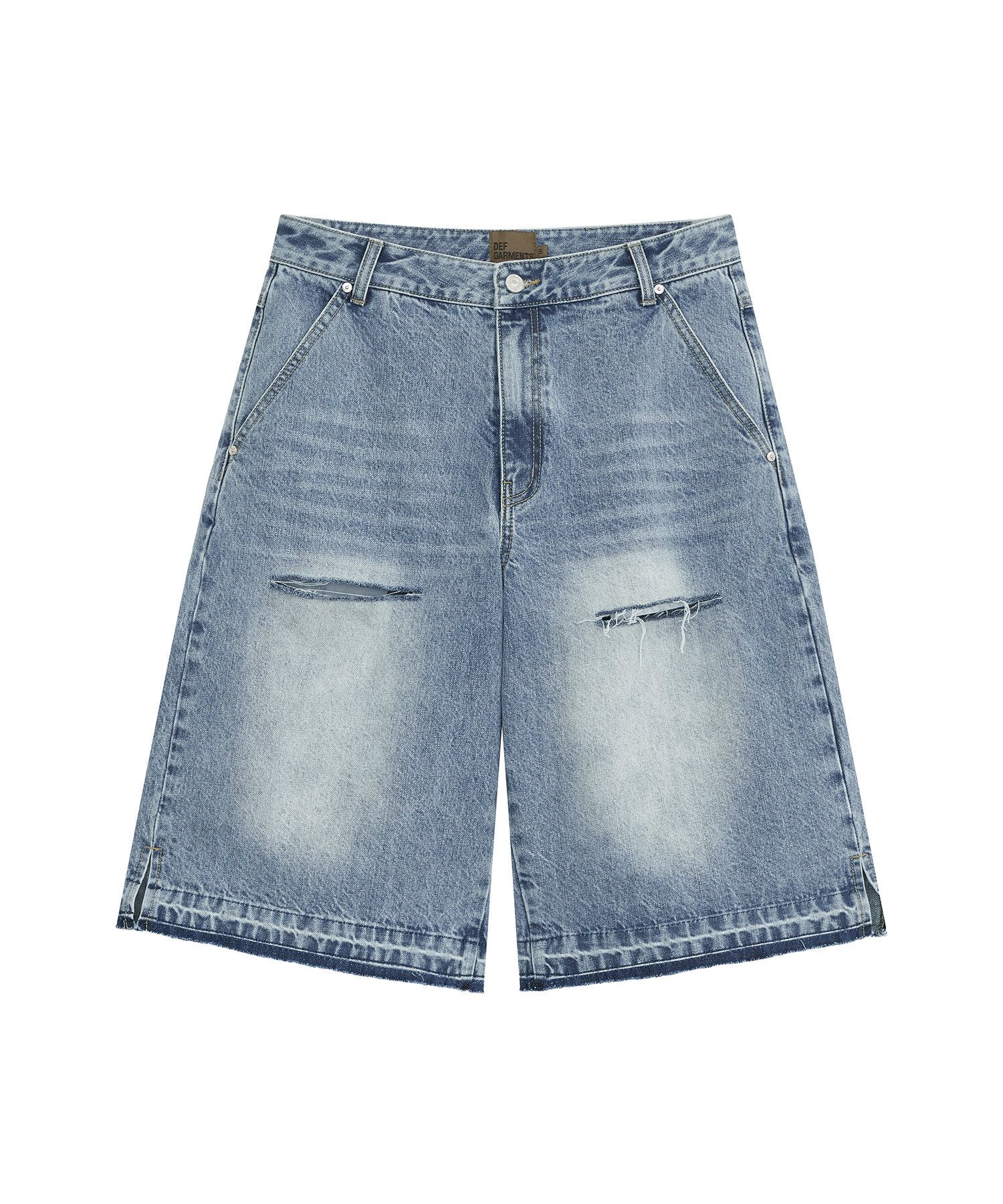 WASHED BUCKLE деним шорты [INDIGO]