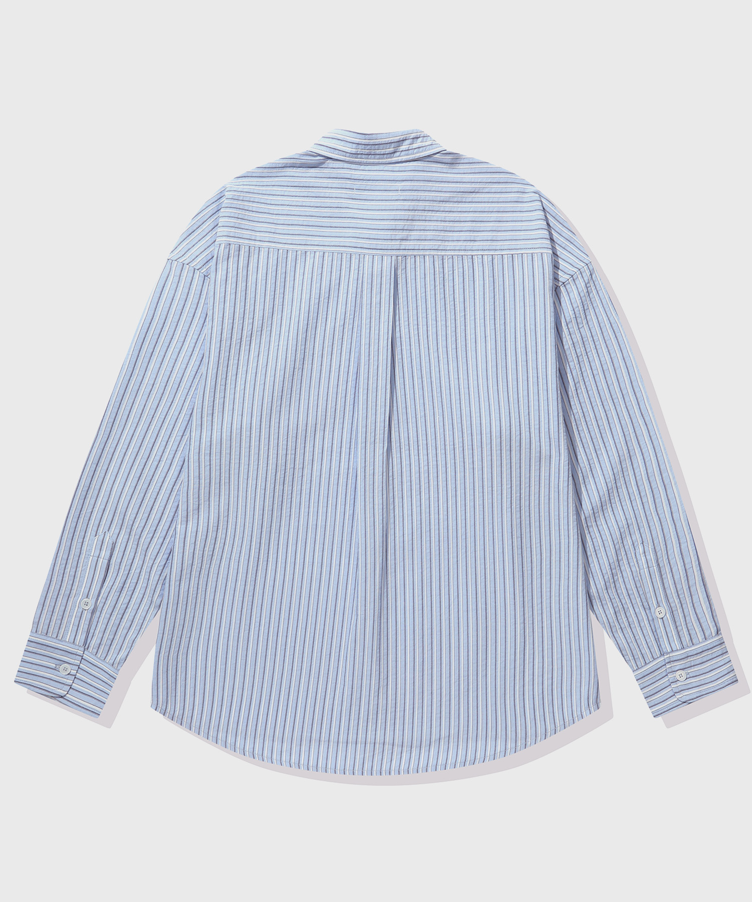 (Women) Sheer Striped Oversized Shirt_Sky Blue