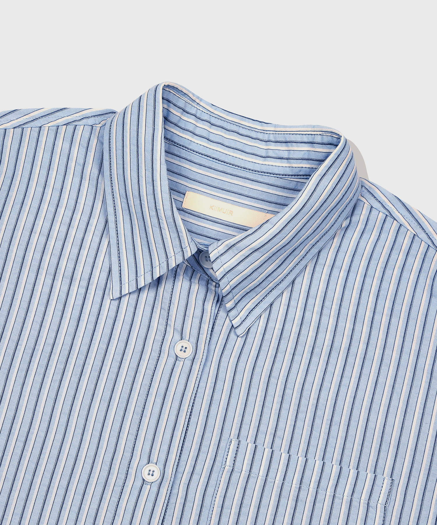 (Women) Sheer Striped Oversized Shirt_Sky Blue