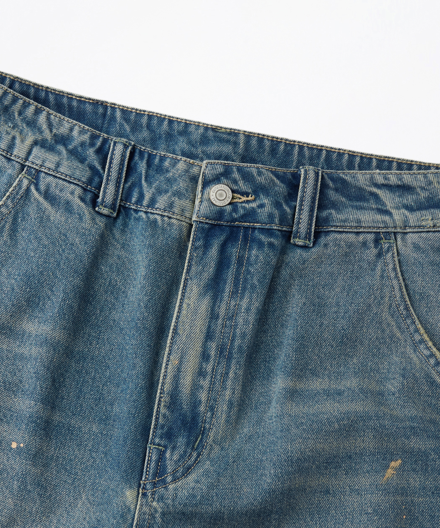 Джинсовые шорты-карпентеры - washed dirty blue