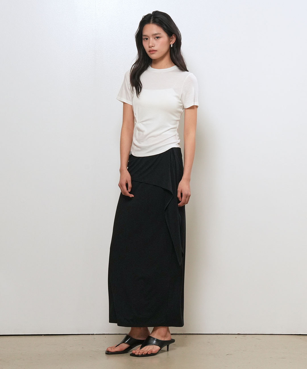 woman acetate twist half t-shirt [white]