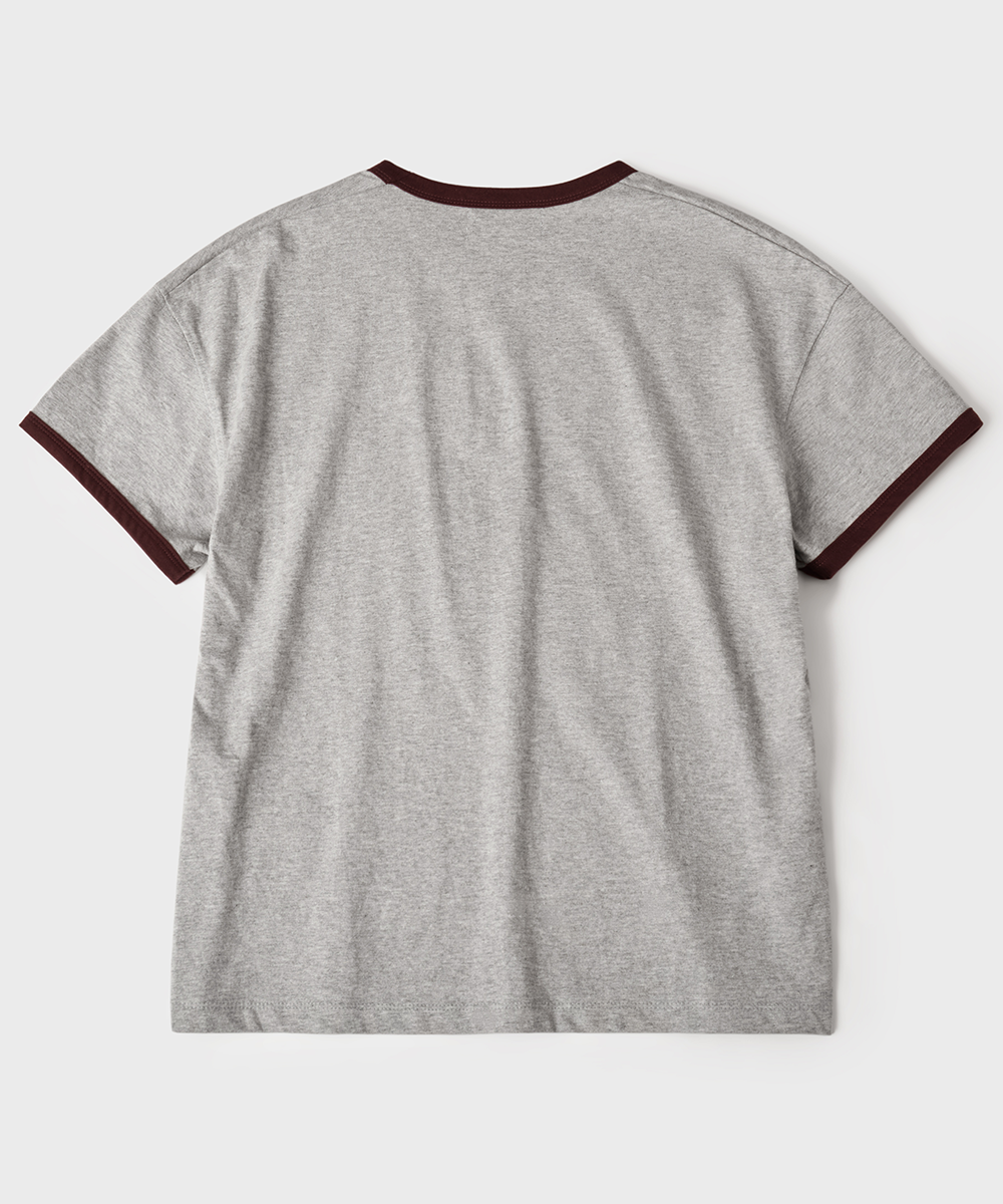Symbol Wheel Ringer Crop 1 / 2 Tee [Melange Grey]