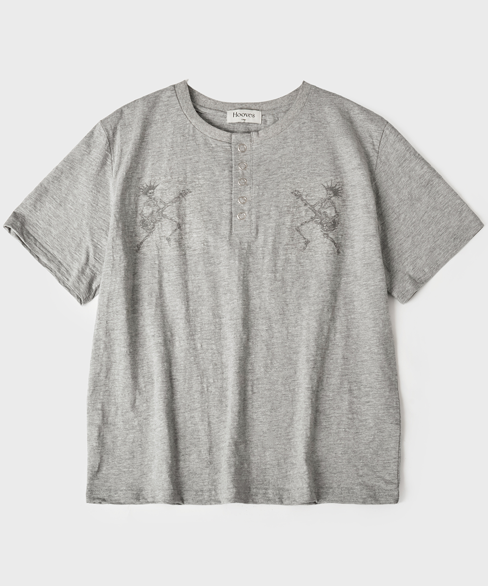 Twin Skeleton Henry 1 / 2 Tee [Melange Grey]